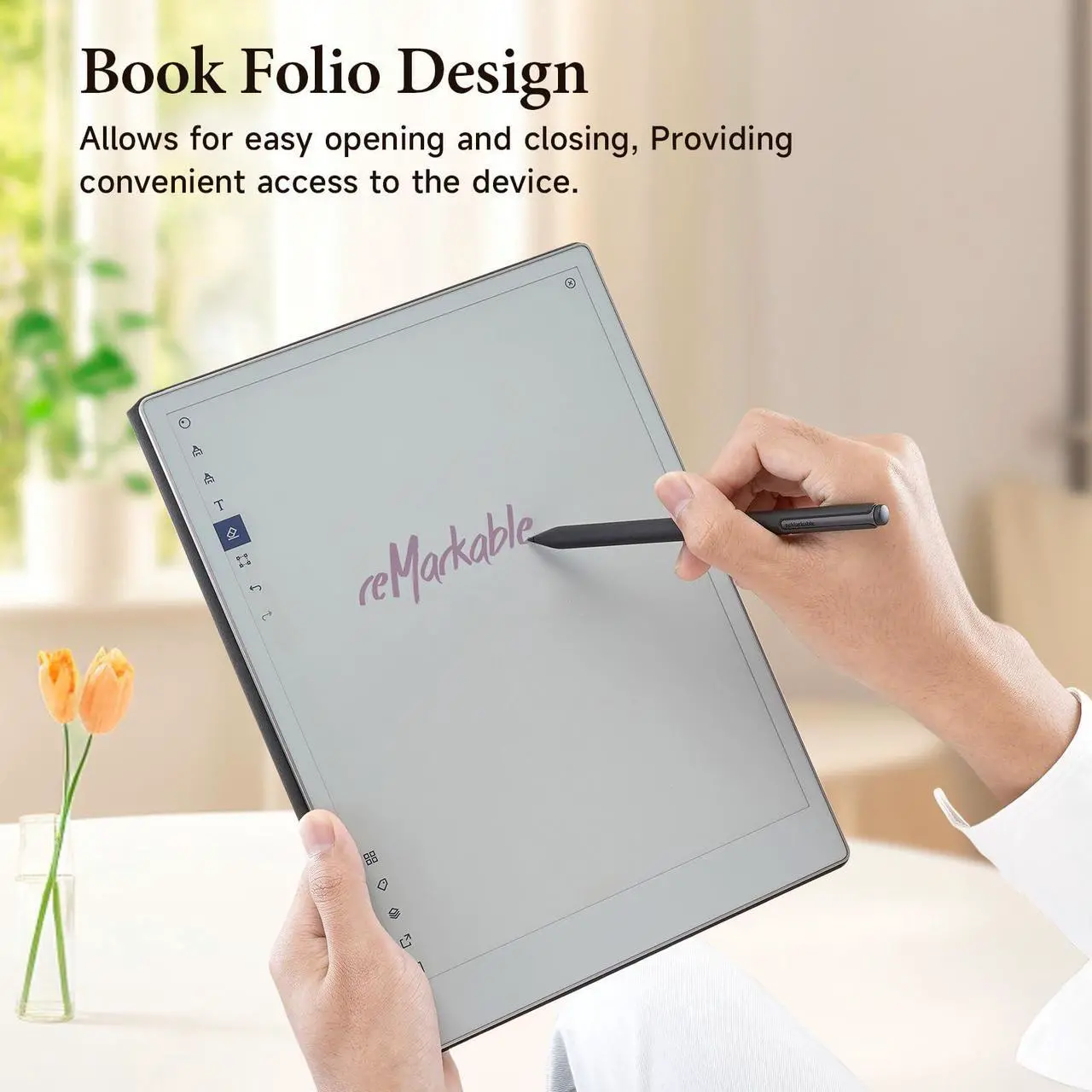 Alt view image 5 of 5 - OLAIKE Magnetic Case for 11.8" Remarkable Paper Pro Color Paper Tablet (2024 Release), Slim Smart Premium PU Leather Book Folio with Pen Clasp, Bundle with Premium Membership (Gray)