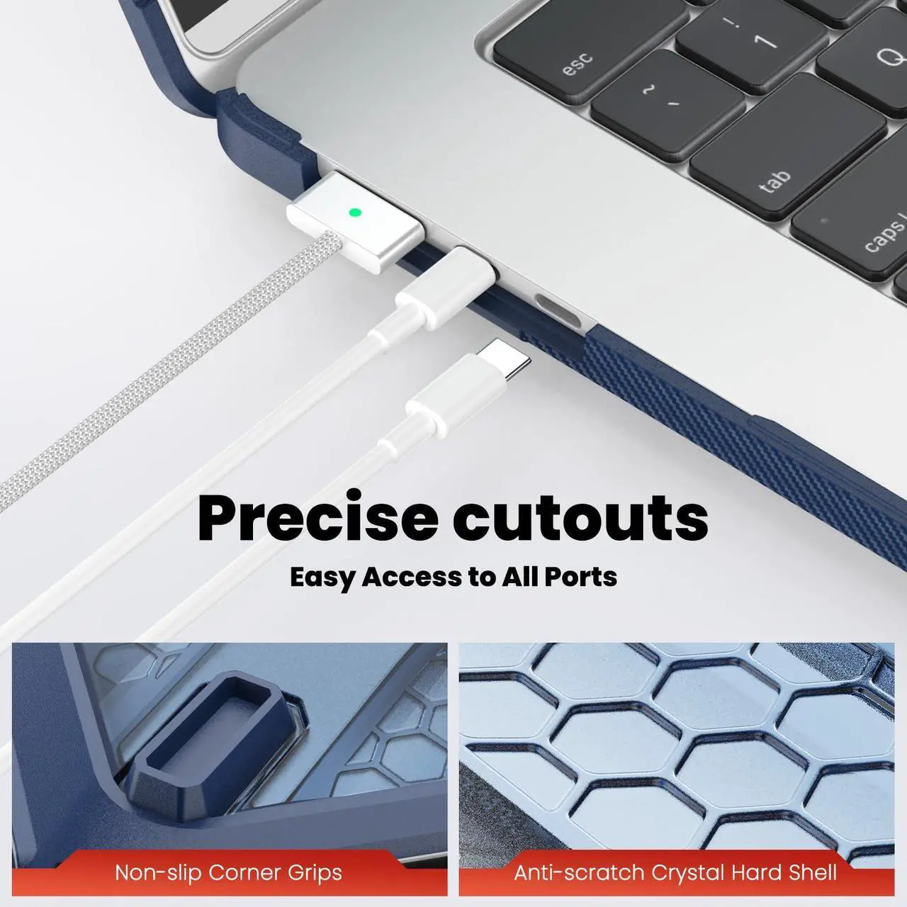 Alt view image 5 of 5 - SEYMAC Compatible with MacBook Air 15 inch Case 2024 2023 Release M3 A3114/M2 A2941, Dual Layer Hard Shell Protective Cover for MacBook Air 15" with Folding Stand &Mouse Pad/Bag,Blue