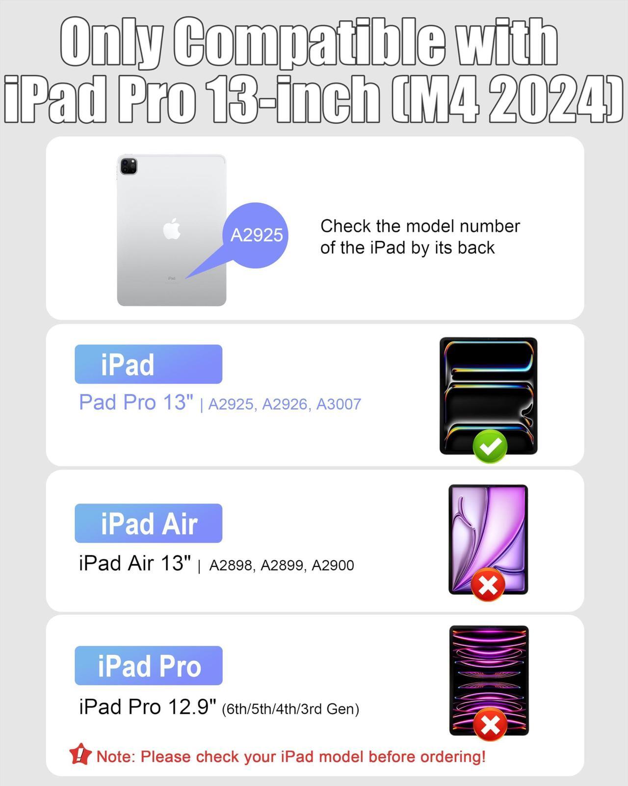 Alt view image 2 of 5 - Nuflaz Magic Keyboard for iPad Pro 13-inch (M4), US English QWERTY, iPad Pro 13 Keyboard Case with Great Typing Experience, Built-in Trackpad, Function Row, 7 Color RGB, Black Gray