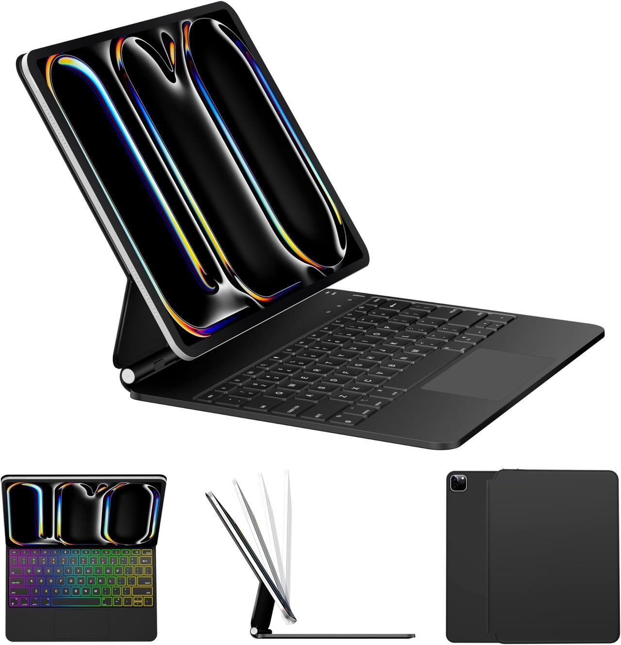 Main image of Nuflaz Magic Keyboard for iPad Pro 13-inch (M4), US English QWERTY, iPad Pro 13 Keyboard Case with Great Typing Experience, Built-in Trackpad, Function Row, 7 Color RGB, Black Gray