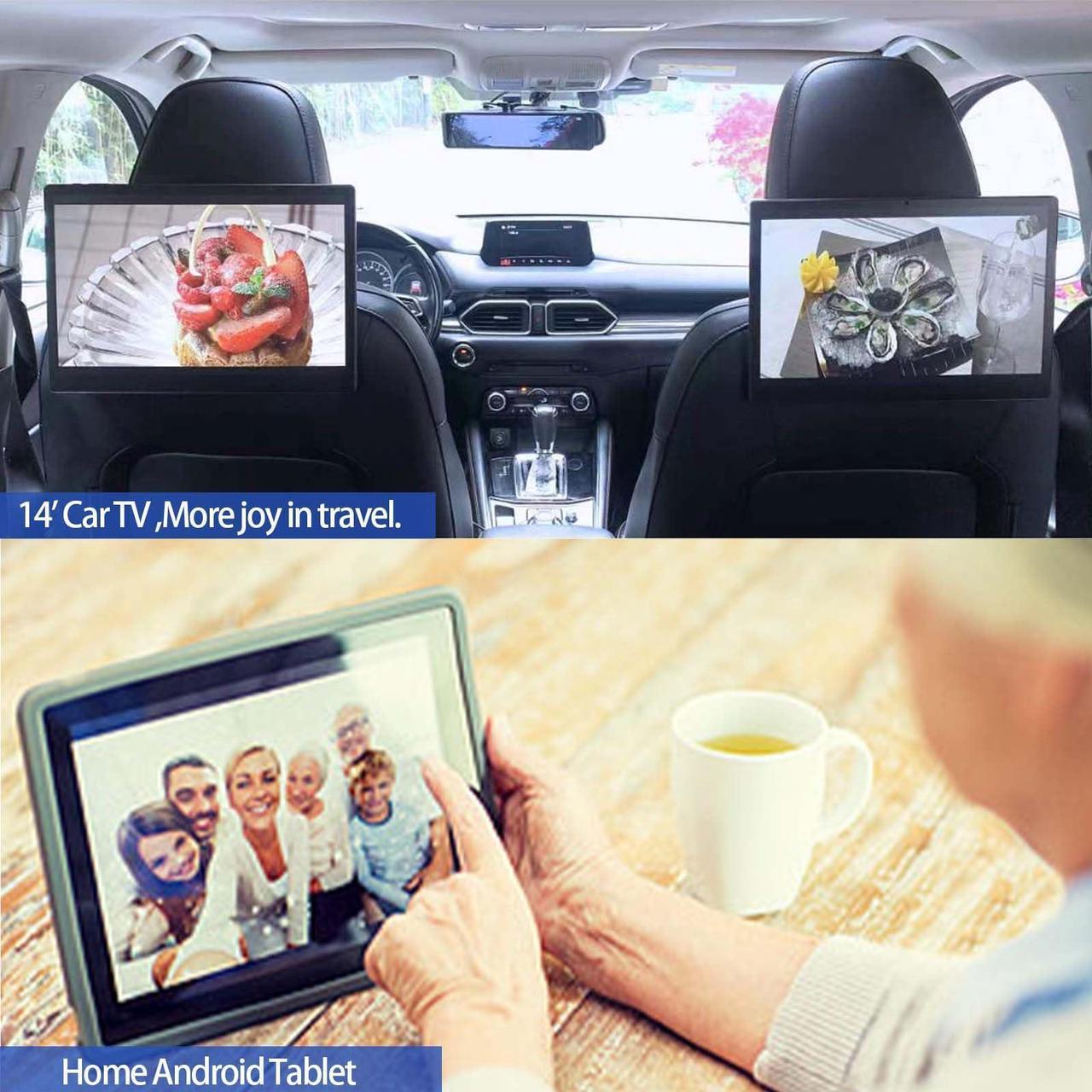 Alt view image 5 of 5 - Suvisukua 14 inch 4K 8G+128G one Android 12 Portable Car TV Headrest Monitor Tablet for Back seat, Support Phone Wireless mirroring Touch Screen,with Bluetooth/WiFi 5GHz Car Video Player