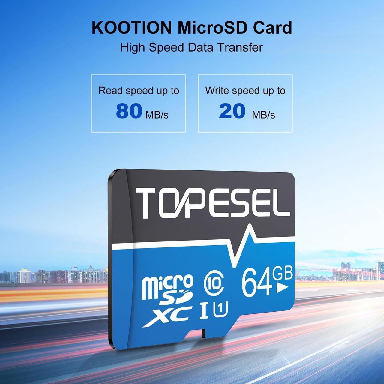 Alt view image 2 of 5 - TOPESEL 10-Pack 64GB Micro SD Card Class 10 Micro-SDXC Memory Card UHS-I, High Speed Flash TF Card for Security Camera/Smartphone/Drone/Dash Cam/Tablet/PC, C10, U1, 64GB 10Pack