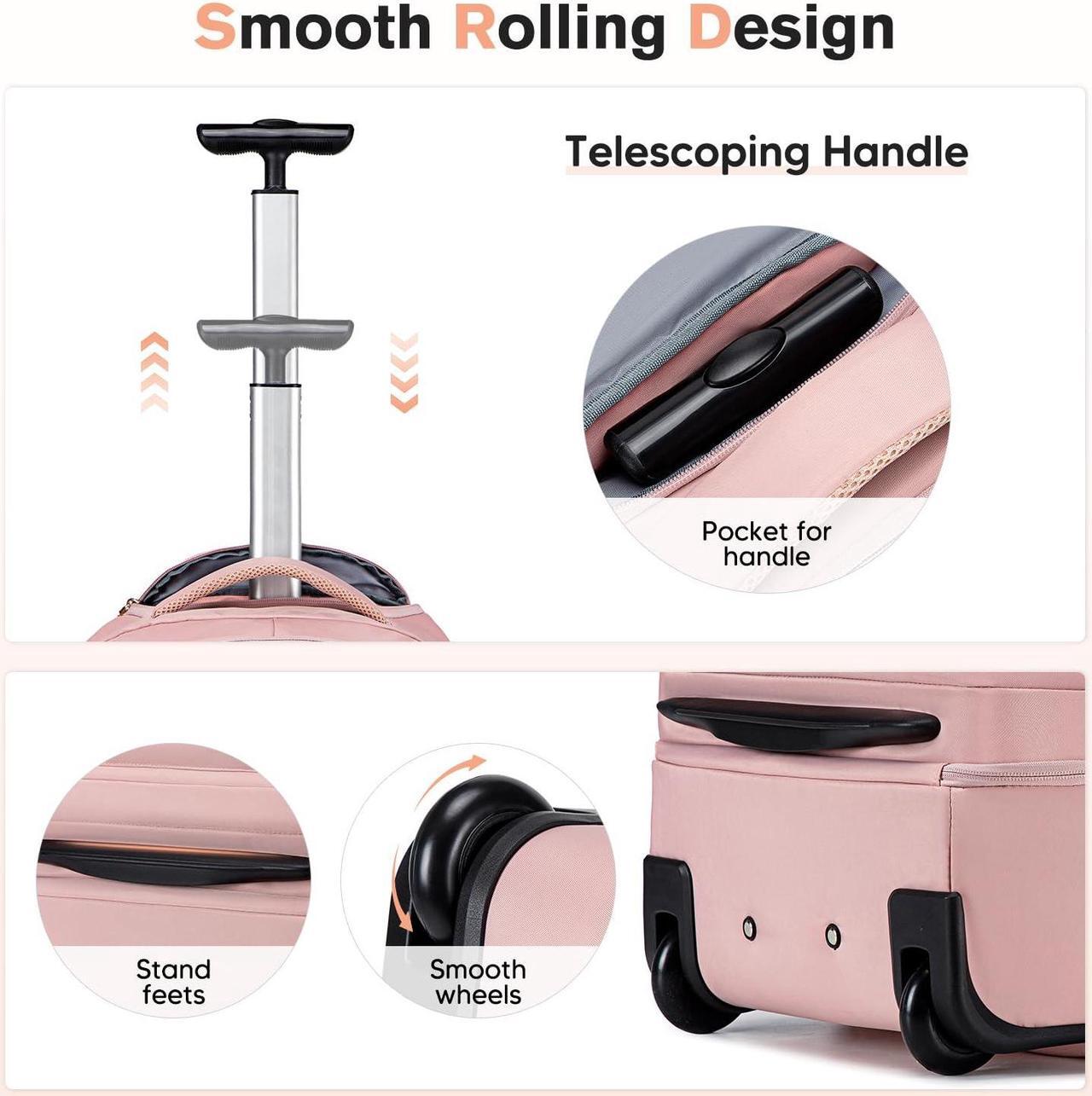 Alt view image 4 of 5 - Vessgra Rolling Backpack for Women Adults with wheels, 17.3 Inch Laptop Backpack Bag with Wheels for Travel Work Business (1Pc Backpack with 3 Packing Cubes)