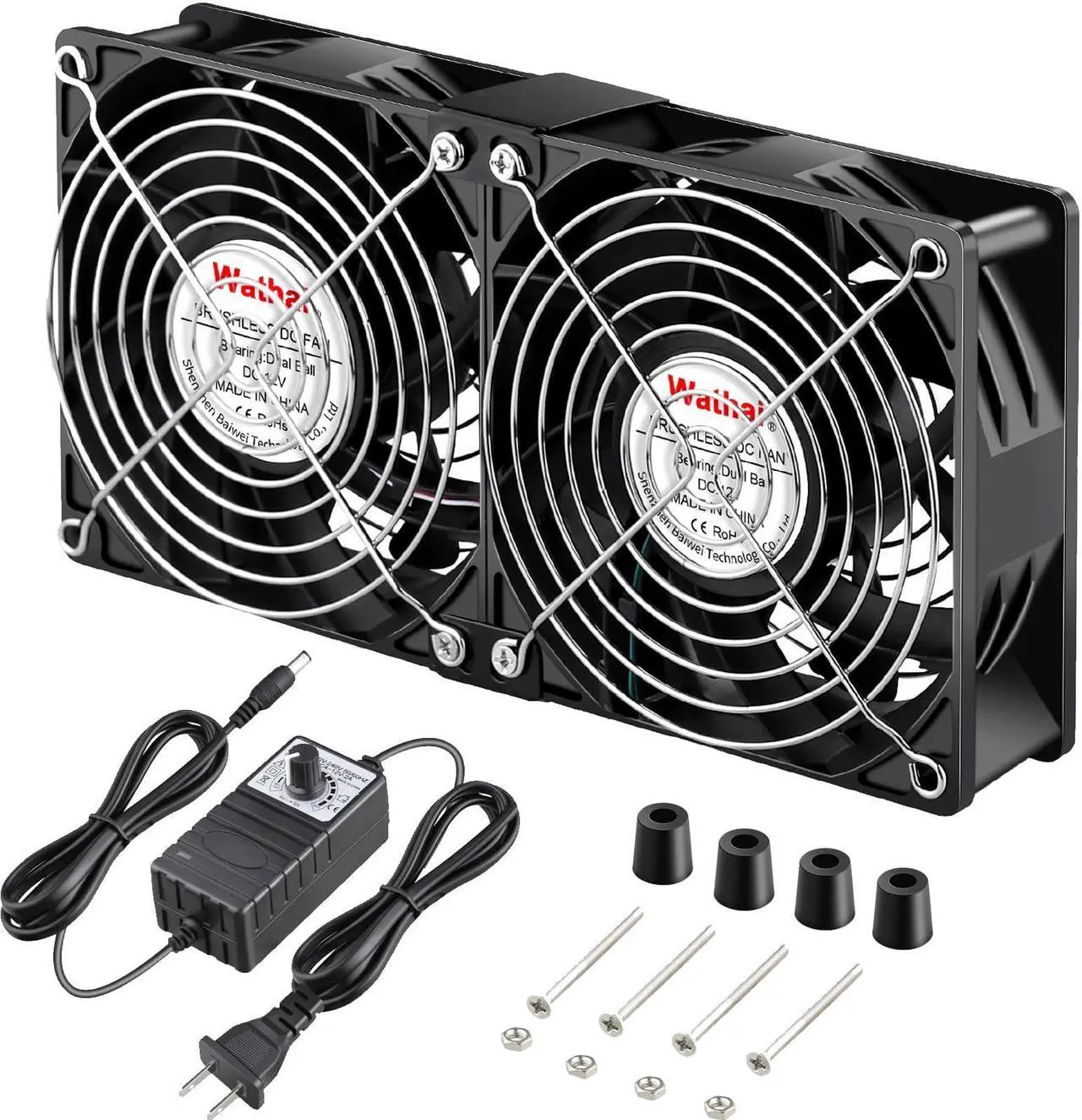 Main image of Wathai 120mm 240mm x 38mm Computer Fan with AC Plug, Powerful Big Airflow Variable Speed Controller AC 110V 120V 220V 240V for CPU Mining Rig Machine Chassis Server Workstation Cabinet Cooling