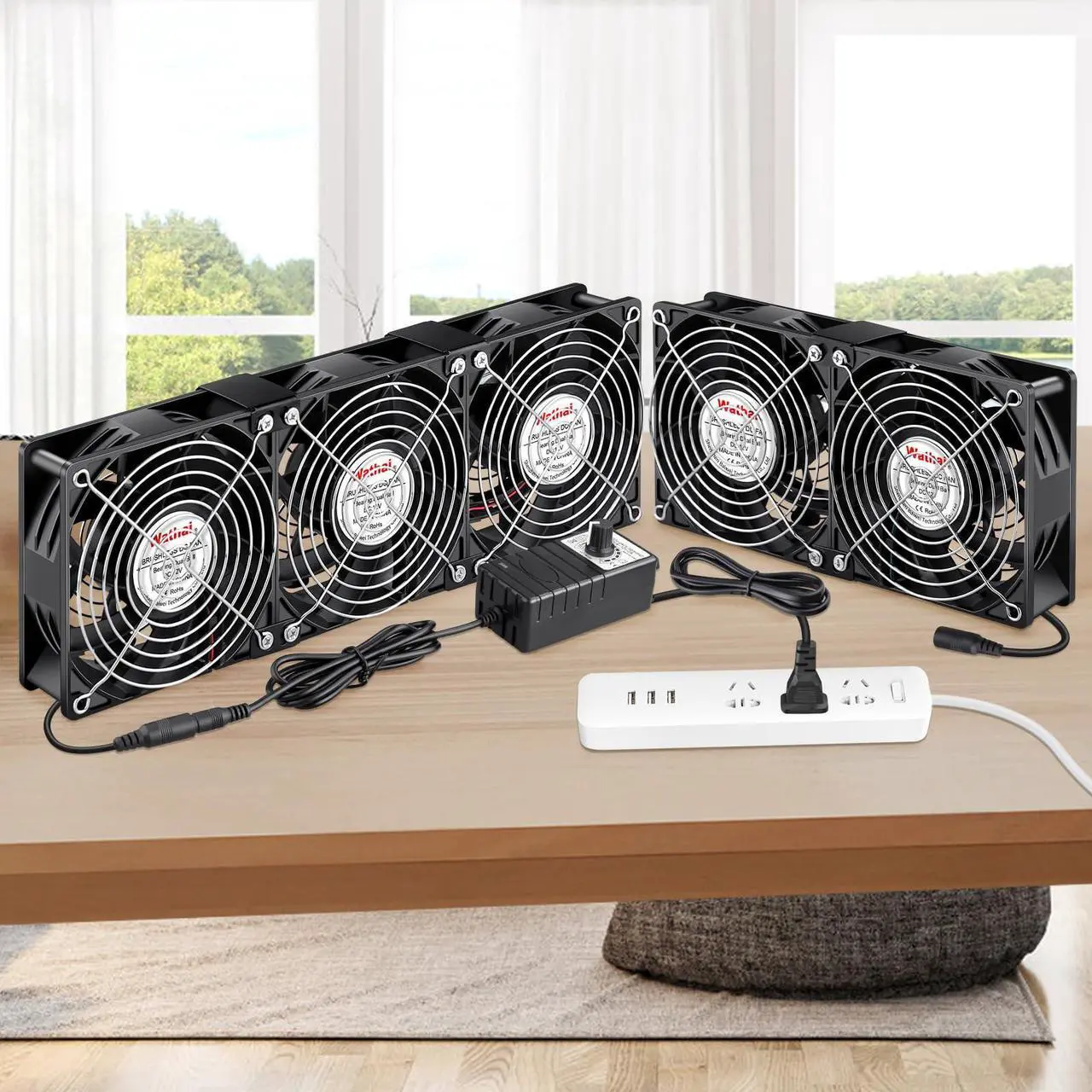 Alt view image 2 of 5 - Wathai 120mm 240mm x 38mm Computer Fan with AC Plug, Powerful Big Airflow Variable Speed Controller AC 110V 120V 220V 240V for CPU Mining Rig Machine Chassis Server Workstation Cabinet Cooling