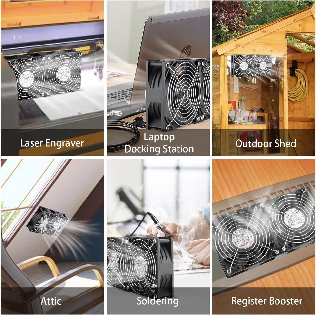 Alt view image 3 of 5 - Wathai 120mm 240mm x 38mm Computer Fan with AC Plug, Powerful Big Airflow Variable Speed Controller AC 110V 120V 220V 240V for CPU Mining Rig Machine Chassis Server Workstation Cabinet Cooling