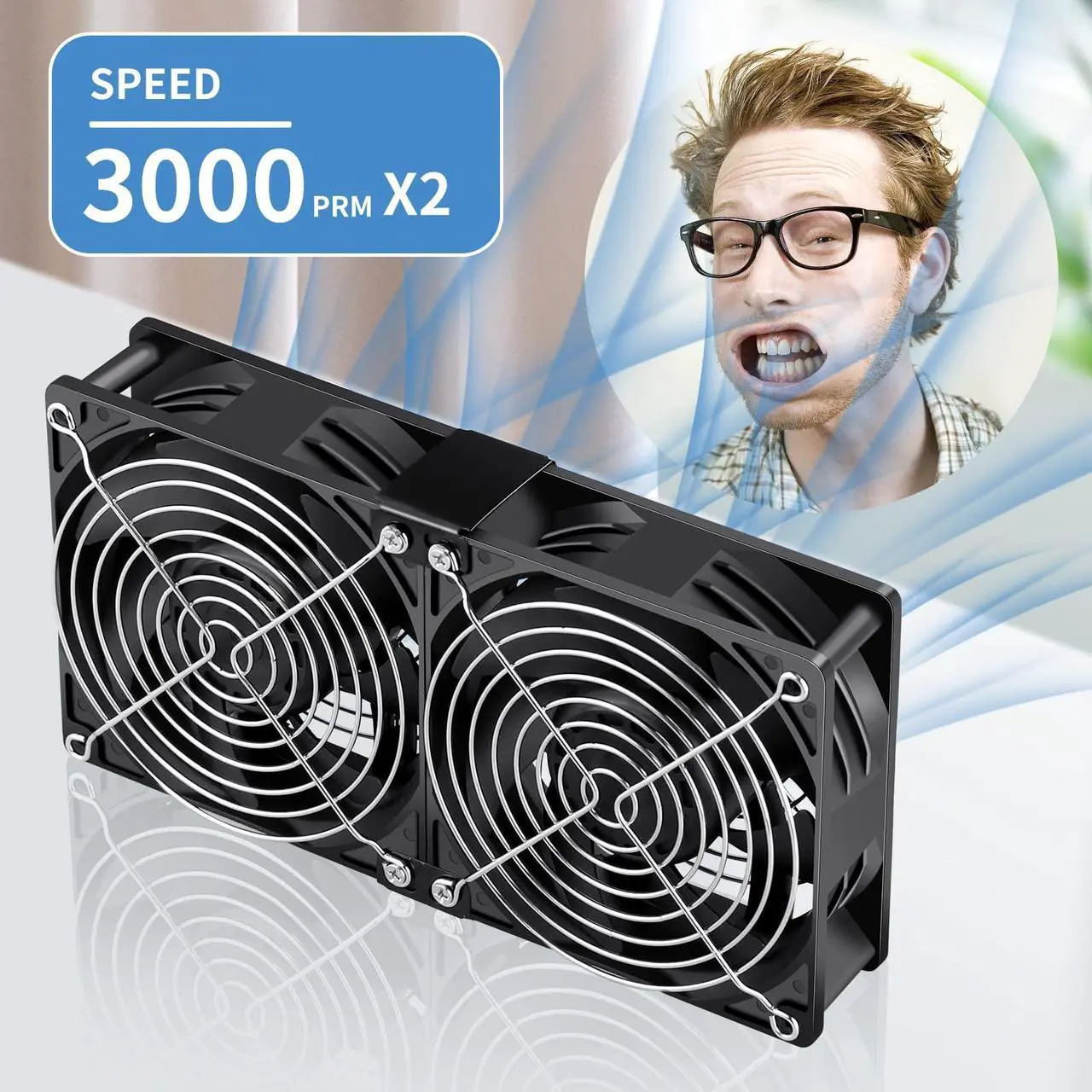 Alt view image 5 of 5 - Wathai 120mm 240mm x 38mm Computer Fan with AC Plug, Powerful Big Airflow Variable Speed Controller AC 110V 120V 220V 240V for CPU Mining Rig Machine Chassis Server Workstation Cabinet Cooling