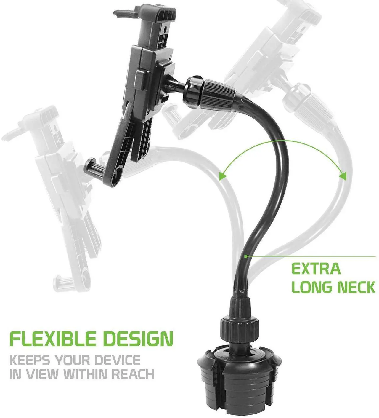 Alt view image 2 of 5 - Cellet Tablet Mount with a Cup Holder Base Compatible for Apple iPad Pro 12.9, 11, 10.5, 9.7, Air, Mini, Samsung Galaxy Tab S8 S7 S6 S5 A/E  Kind Fire HD 10 8 Surface Go (Tablet Goose Neck)