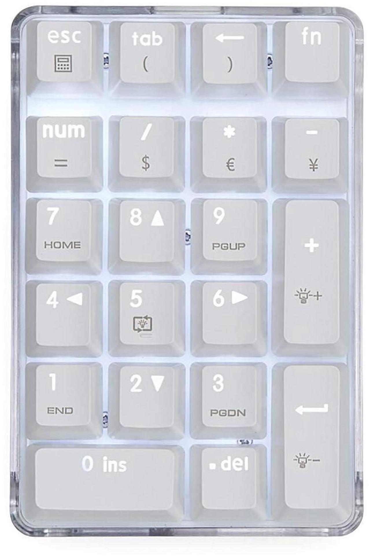 Main image of Qisan Mechanical Numeric Keypad GATERON Blue Switch Wired Crystal Case White Backlit Gaming Keypad 21 Keys Mini Numpad Portable Mechanical Numpad Extended | Laptop Accessories | keypad for Computer