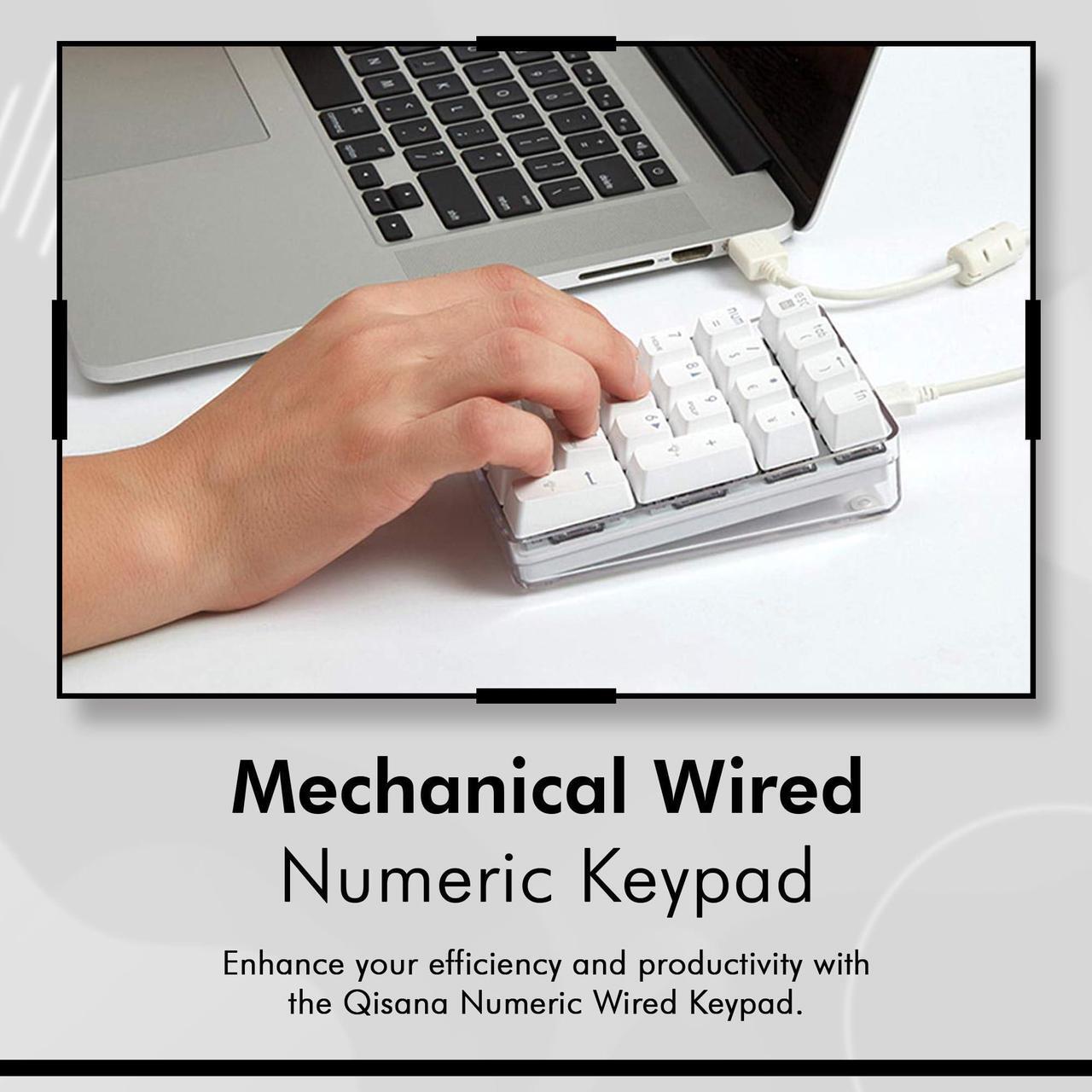 Alt view image 4 of 5 - Qisan Mechanical Numeric Keypad GATERON Blue Switch Wired Crystal Case White Backlit Gaming Keypad 21 Keys Mini Numpad Portable Mechanical Numpad Extended | Laptop Accessories | keypad for Computer