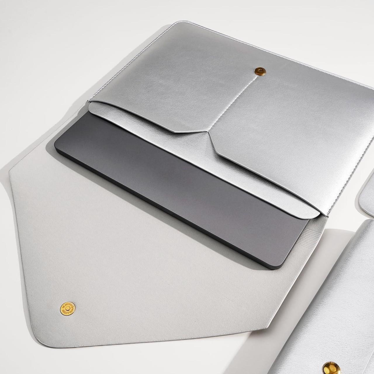 Alt view image 3 of 5 - Benfan Laptop Sleeve Compatible with 2024 13inch MacBook Air M3 A3113, 13 MacBook Pro M2, Surface Pro 3 4 5 6 7, Dell XPS 13 with Small Pouch, Mouse Pad and Cord Holder Color Silver