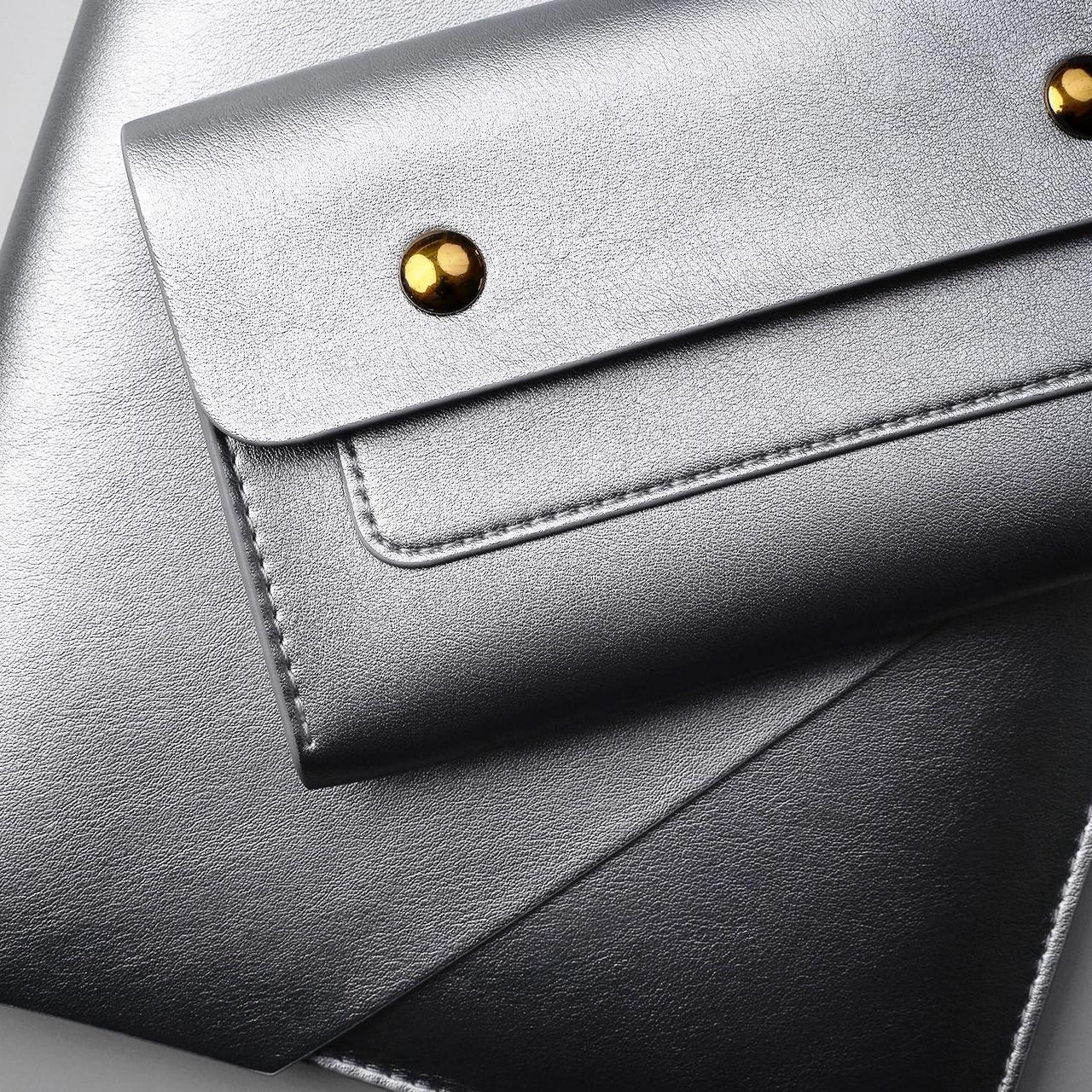 Alt view image 5 of 5 - Benfan Laptop Sleeve Compatible with 2024 13inch MacBook Air M3 A3113, 13 MacBook Pro M2, Surface Pro 3 4 5 6 7, Dell XPS 13 with Small Pouch, Mouse Pad and Cord Holder Color Silver