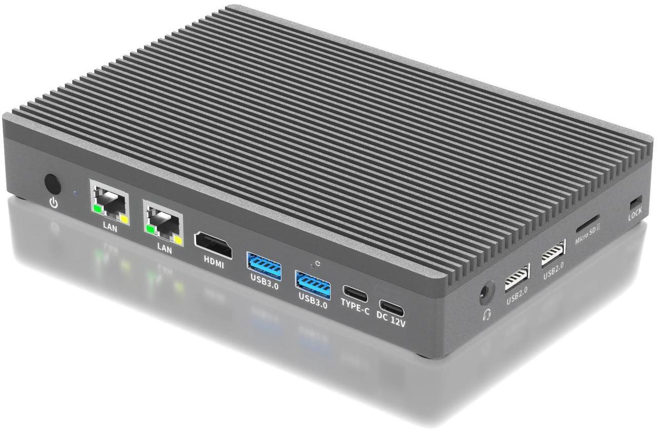 Main image of HEIGAOLAPC Mini PC, 12th Gen Alder Lake- N100(up to 3.4GHz), 16GB RAM 256GB eMMC, Fanless Mini Desktop, Full-Functional USB-C, Dual LAN 2.5G Ethernet, Dual Display 4K 60Hz, WiFi BT 5.2