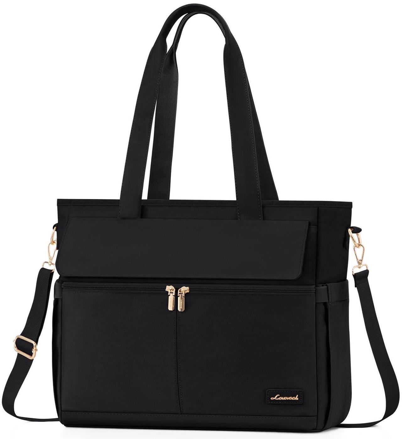 Main image of LOVEVOOK Work Bags for Women 15.6 Inch Work Tote Bags with Laptop Compartment Large Capability Laptop Purse Professional Teacher Tote Bag Casual Computer Briefcase for Office Travel Nurse, Black