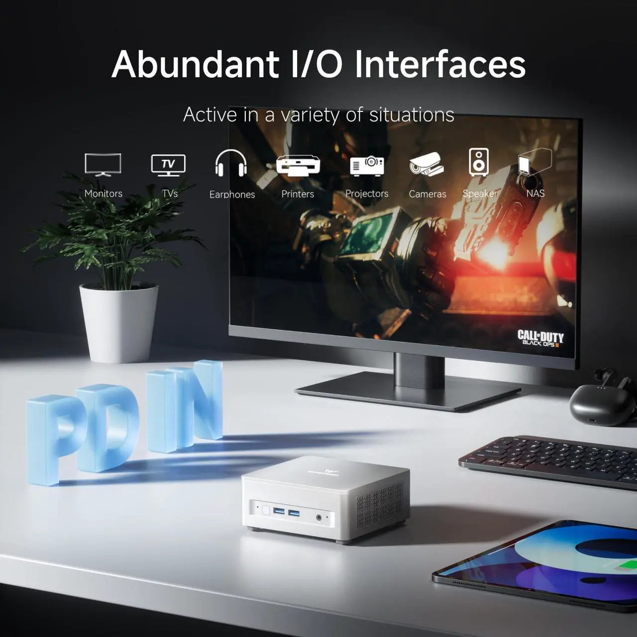 Alt view image 3 of 5 - MINISFORUM UM870 Slim Mini PC,AMD Ryzen 7 8745H Processor Mini Computer(8C/16T, Up to 5.0GHz), 32GB DDR5 RAM & 1TB PCIe 4.0 SSD, Support 8K@60Hz HDMI 2.1/USB4 Output, WIFI6E/BT5.3/Auto Power On