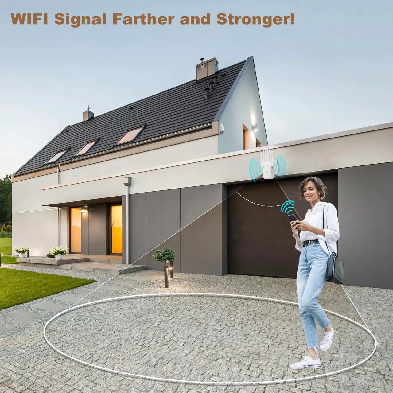 Alt view image 2 of 5 - WiFi Extender Signal Booster - Internet Repeater for Home, Up to 1500 Sq.ft, 100+ Devices, Dual Band 5GHz/2.4GHz, 1200Mpbs Strong Signal Penetrability, Long Range Wireless Booster with Ethernet Port