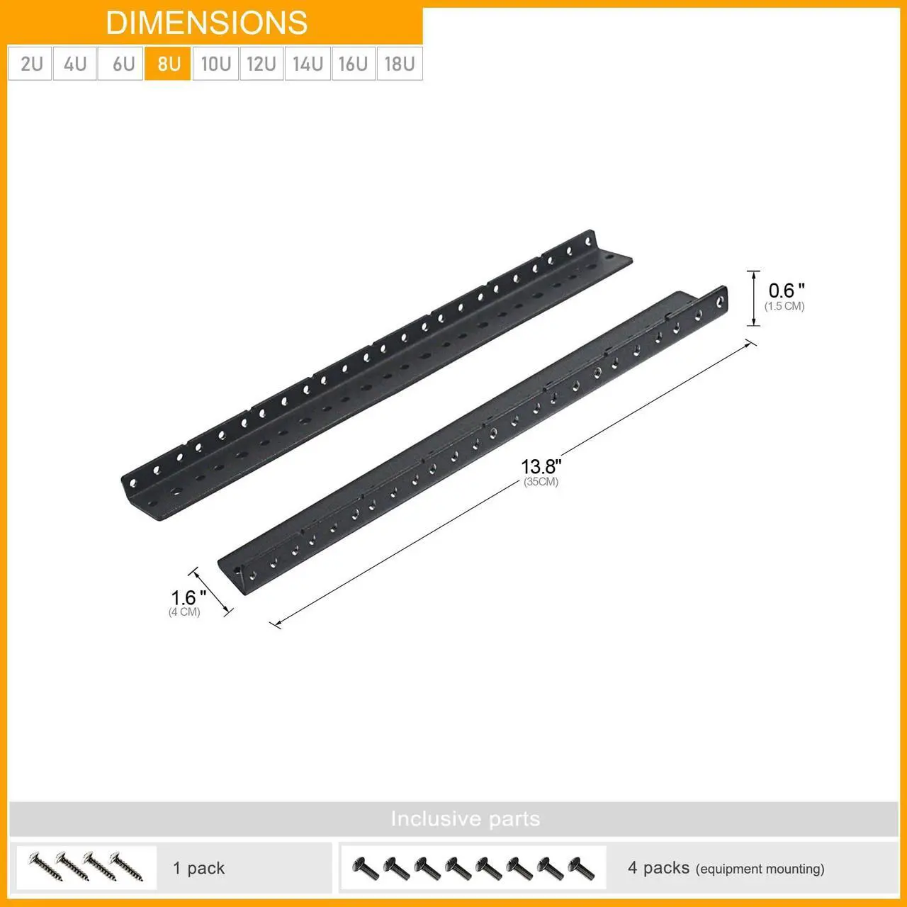 Alt view image 3 of 5 - RIVECO 8U Vertical Rack Rails + RIVECO 10-32 Rack Screws