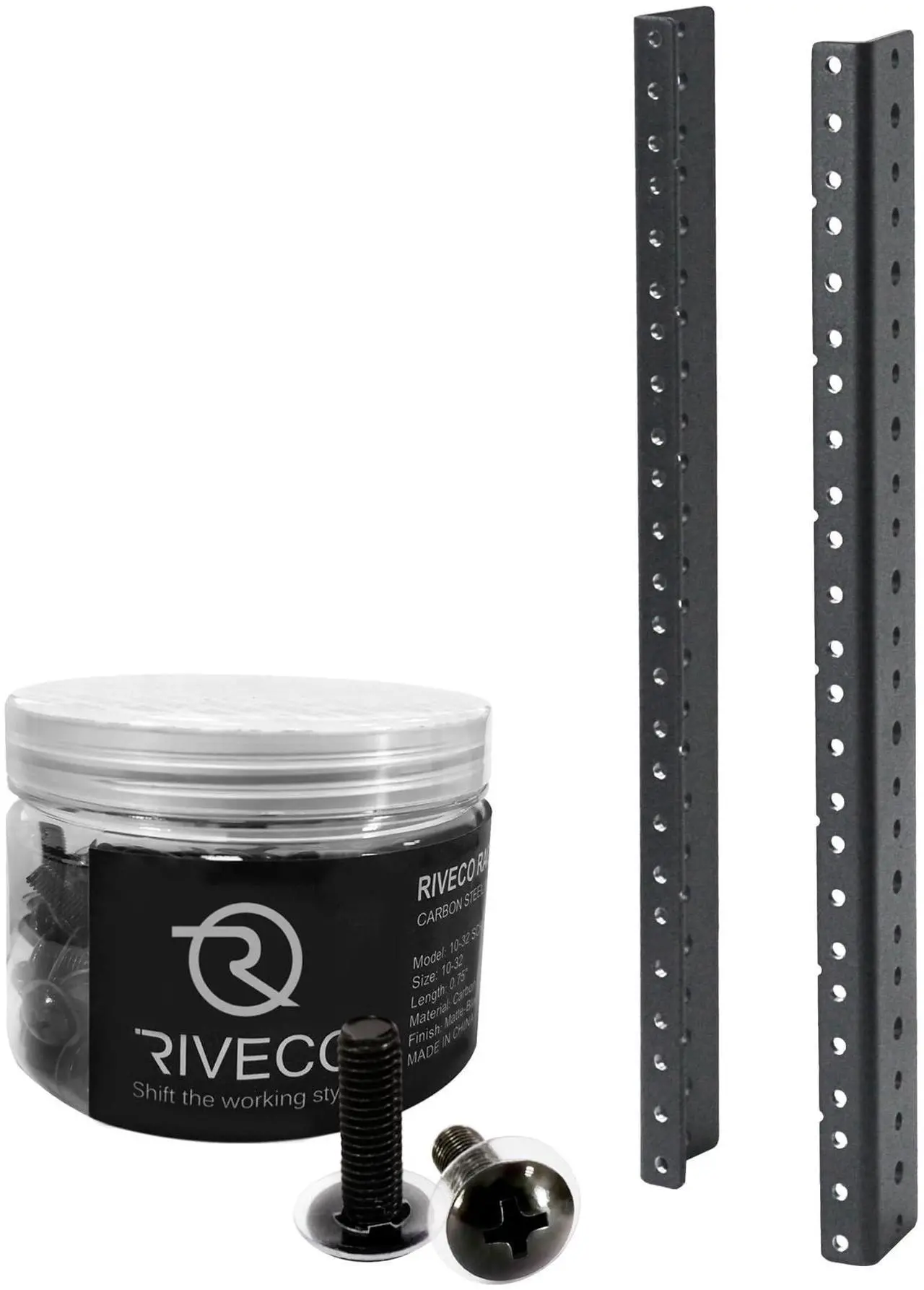 Main image of RIVECO 8U Vertical Rack Rails + RIVECO 10-32 Rack Screws