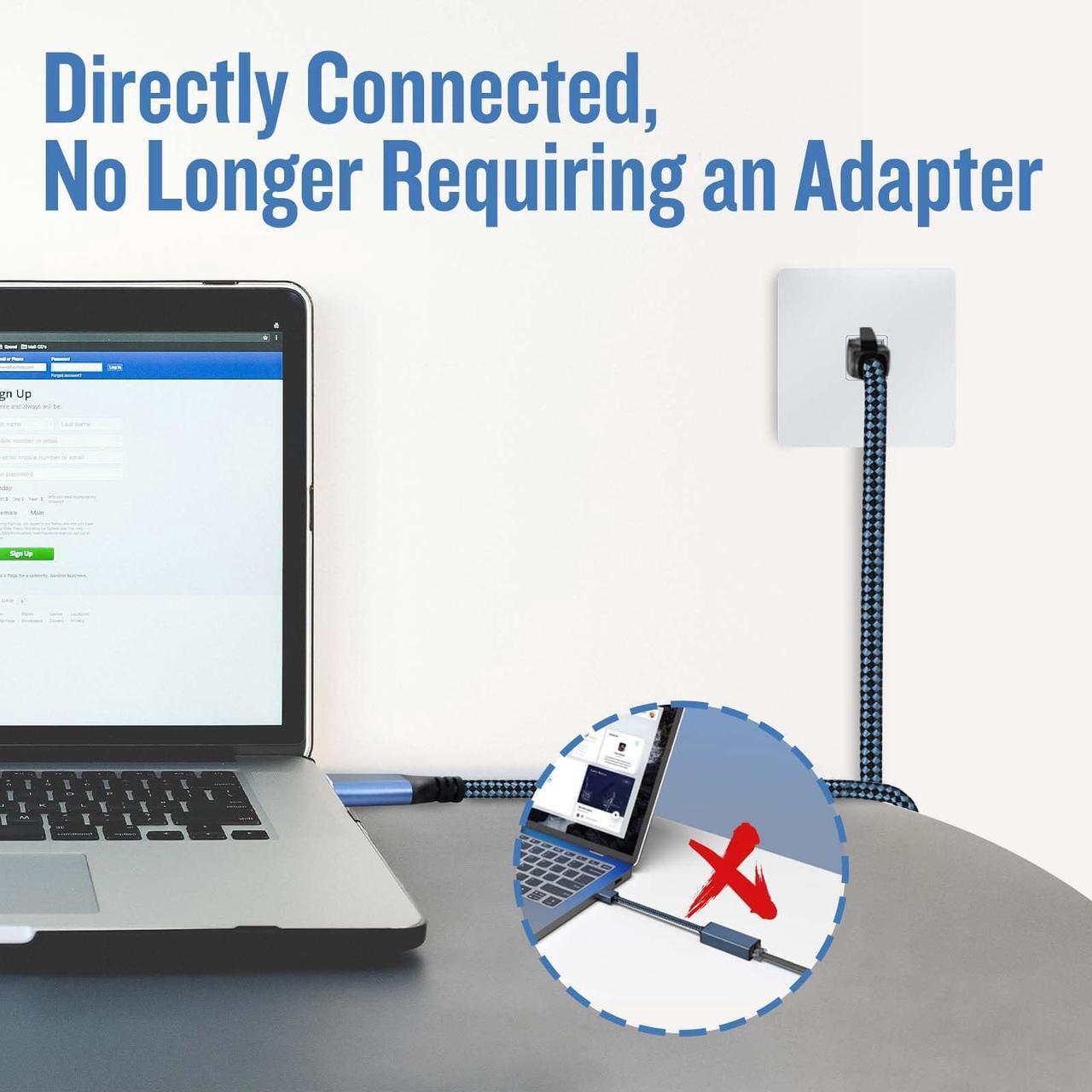 Alt view image 3 of 5 - Tainston USB to Ethernet Cable, 75Ft USB3.0 A to RJ45 Cable,USB3.0 A to Gigabit Ethernet Cable Compatible Laptop, PC, Switch, Router, Modem and More
