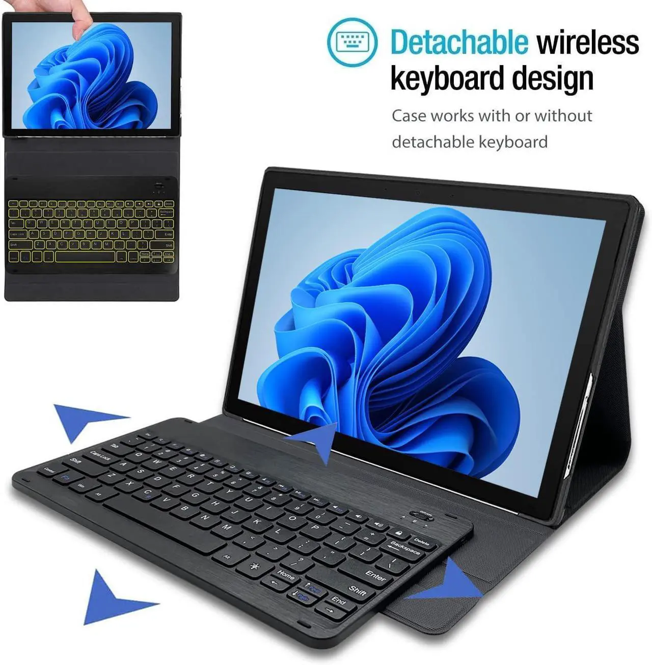 Alt view image 4 of 5 - Wineecy Backlit Keyboard Case for Microsoft Surface Pro 8 (2021 Release), 7 Colors Backlight Magnetic Detachable Wireless Keyboard with Premium PU Cover Case for Surface Pro 8 13" 2021 Tablet