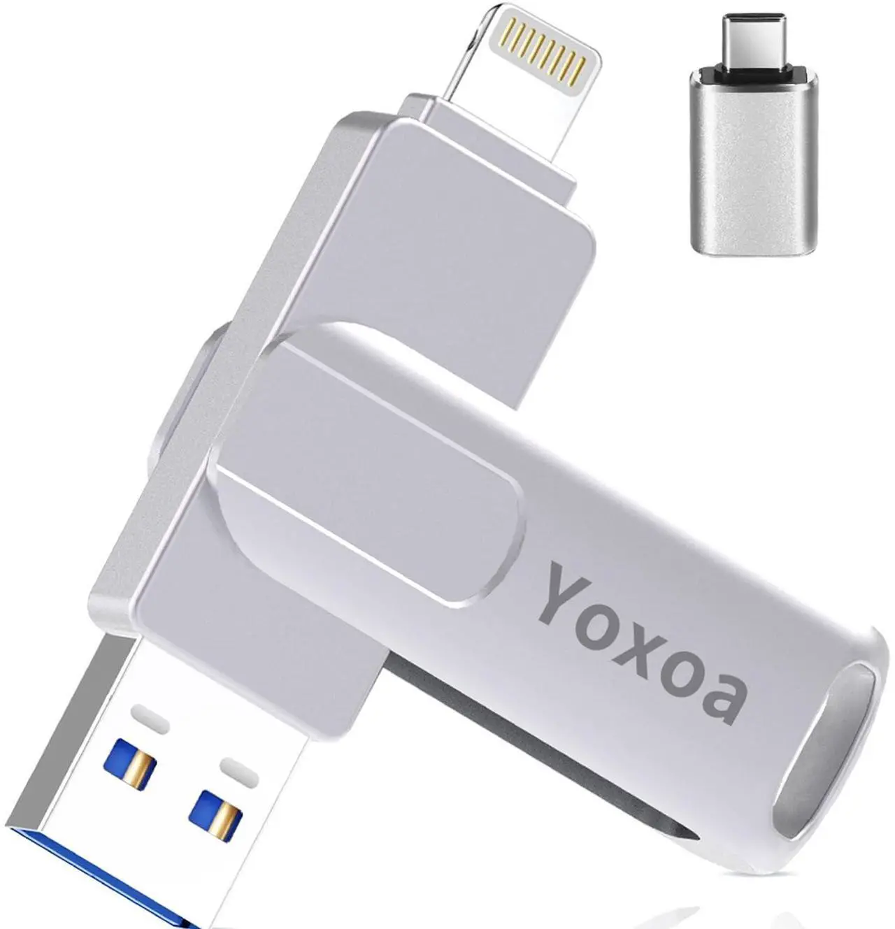 Main image of MFi Certified 256GB Flash Drive for iPhone & iPad, High-Speed Photo Stick for External Memory Storage, Backup & Transfer Files, Thumb Drive Memory Stick for iPhone/iPad/iOS/Android/PC (Silver)
