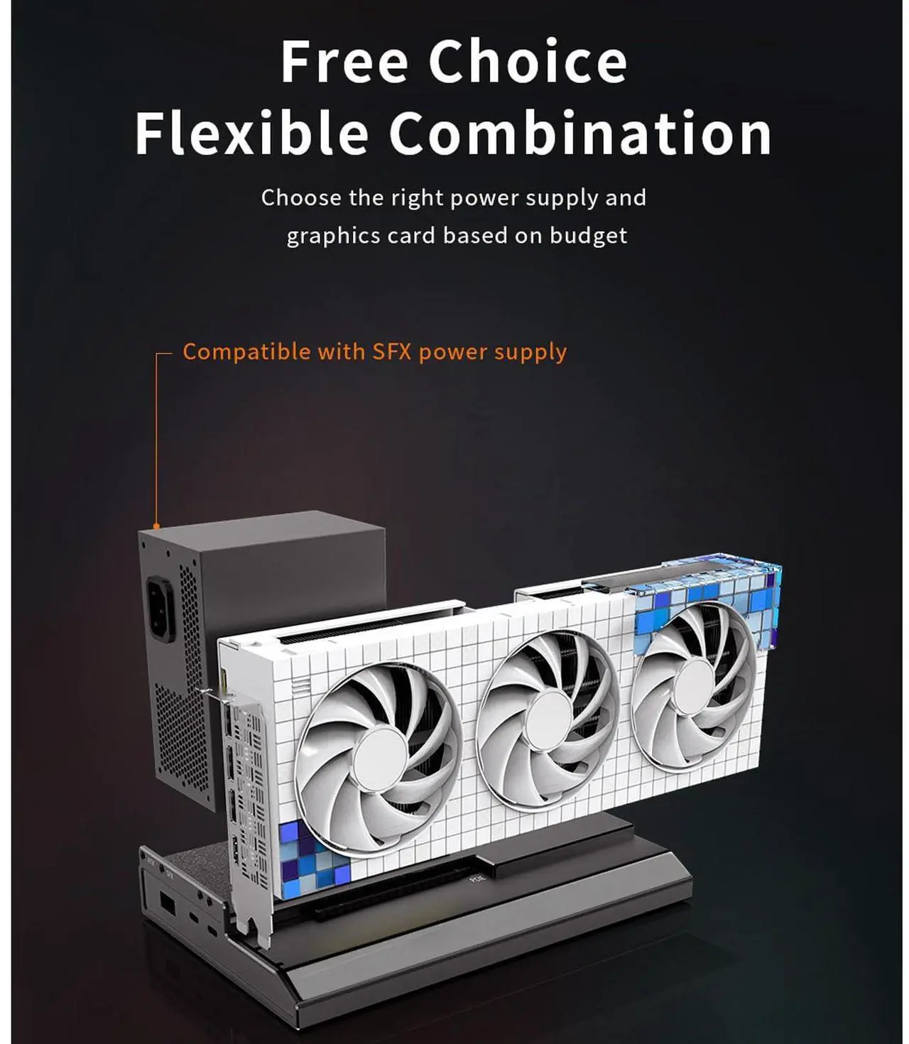Alt view image 3 of 5 - Portable External GPU Dock Station, Mini EGPU Enclosure 40Gbps Graphics Card Extension Bracket DC ATX SFX Power Supply, USB4 PD 60W Charging, Support Daisy Chain