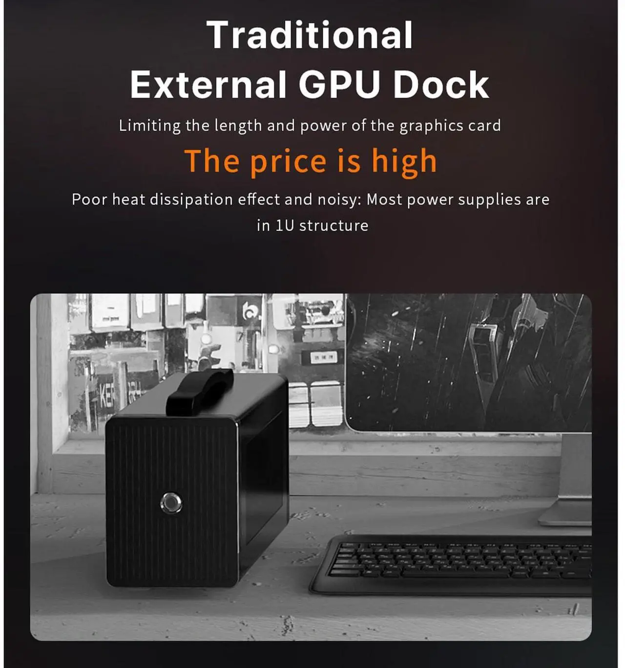 Alt view image 4 of 5 - Portable External GPU Dock Station, Mini EGPU Enclosure 40Gbps Graphics Card Extension Bracket DC ATX SFX Power Supply, USB4 PD 60W Charging, Support Daisy Chain