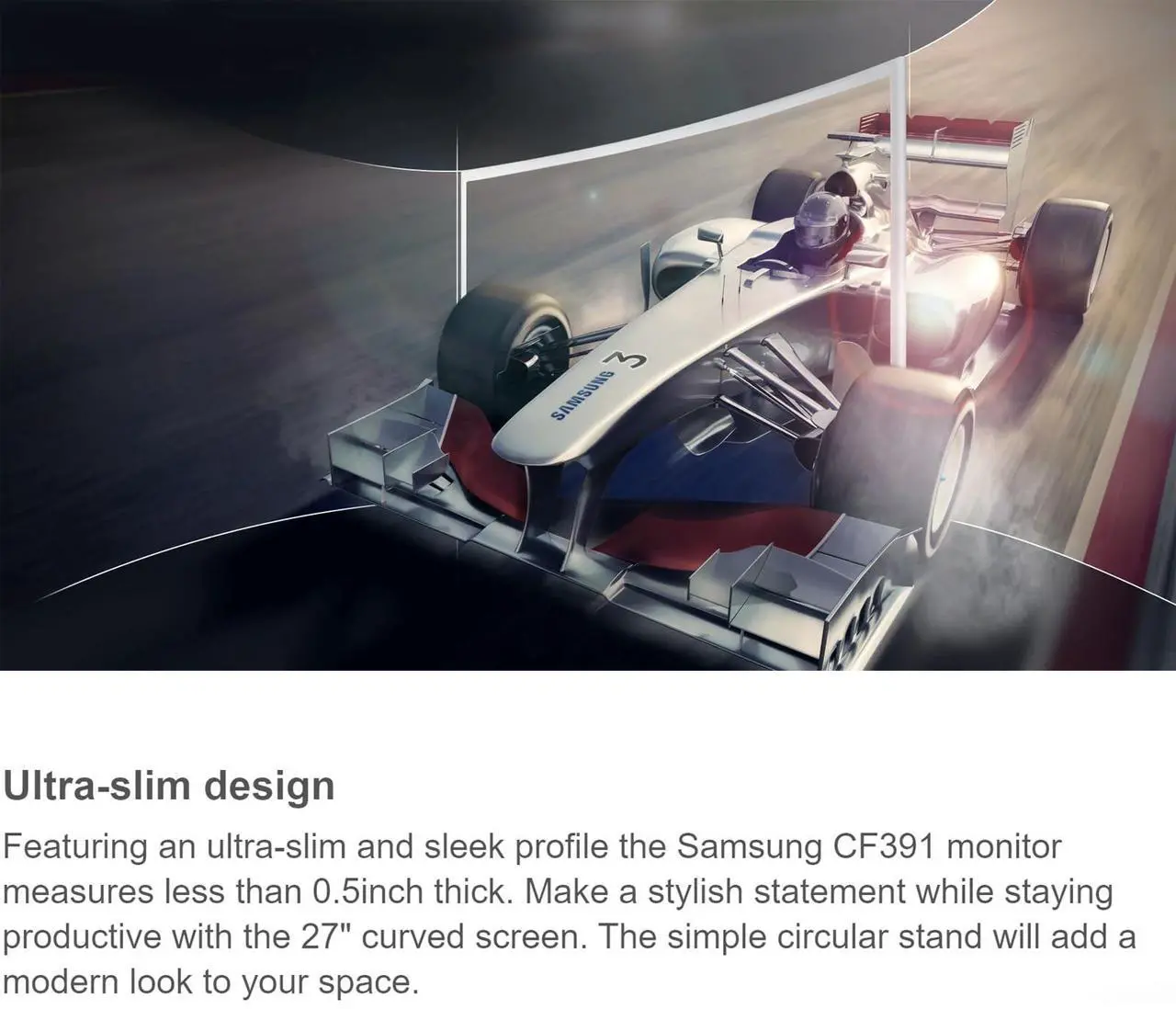 Alt view image 3 of 5 - SAMSUNG 27" Curved White Computer Monitor for Business, AMD FreeSync 4ms Response Time FHD 60Hz Refresh Rate, Slim Bezel Anti-Glare 3000:1 Contrast Ratio, VGA D-Sub DisplayPort, HDMI Cable