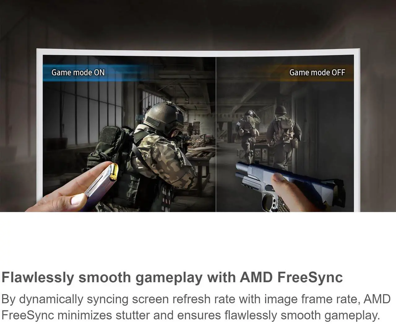 Alt view image 4 of 5 - SAMSUNG 27" Curved White Computer Monitor for Business, AMD FreeSync 4ms Response Time FHD 60Hz Refresh Rate, Slim Bezel Anti-Glare 3000:1 Contrast Ratio, VGA D-Sub DisplayPort, HDMI Cable