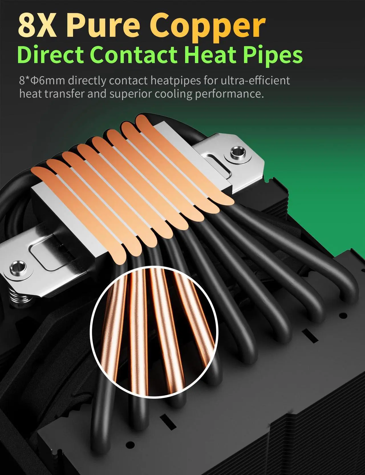 Alt view image 2 of 5 - CPU Air Cooler with 8X6mm Heat Pipes,Dual 120mm Fan ARGB CPU Cooler 1600rmp,CPU Air Cooler AMD AM5/AM4/AM3 Series,CPU Air Cooler 6.22'' Height compatible with Intel LGA 1851/1700/1155/1156/2011(Black)