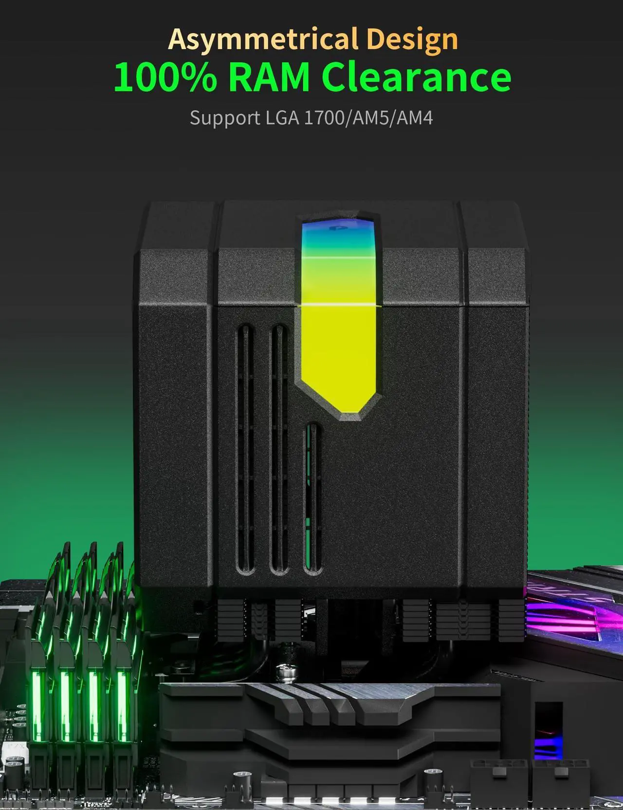 Alt view image 3 of 5 - CPU Air Cooler with 8X6mm Heat Pipes,Dual 120mm Fan ARGB CPU Cooler 1600rmp,CPU Air Cooler AMD AM5/AM4/AM3 Series,CPU Air Cooler 6.22'' Height compatible with Intel LGA 1851/1700/1155/1156/2011(Black)