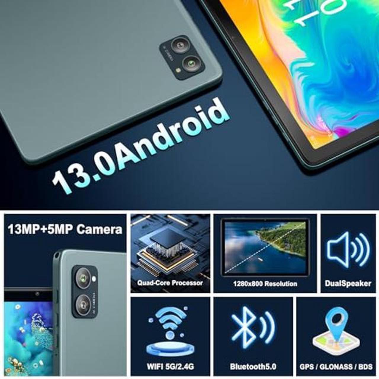 Alt view image 4 of 5 - AISLPC 10.1 Inch New Slim Android Tablet, Android 13 Tablets 8GB RAM 128GB ROM 512GB Expand WiFi Tablets PC, 1280 * 800 HD Screen, 5+13MP Dual Camera, Bluetooth5.0, 6800mAh Battery,Sapphire Blue