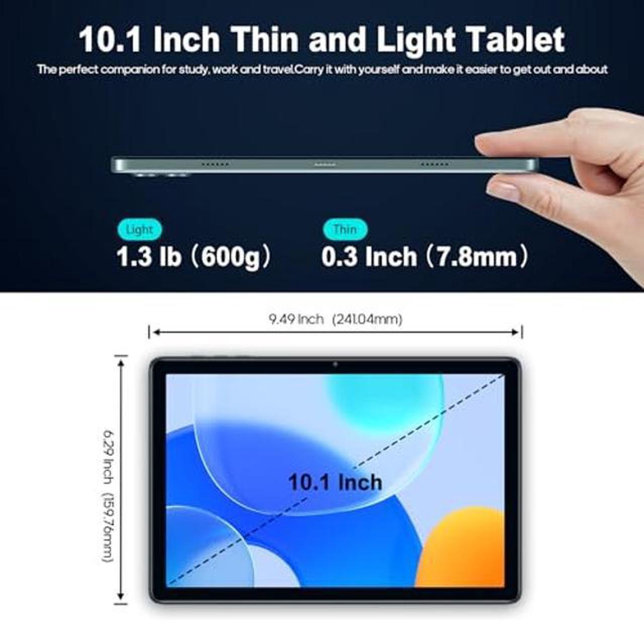Alt view image 5 of 5 - AISLPC 10.1 Inch New Slim Android Tablet, Android 13 Tablets 8GB RAM 128GB ROM 512GB Expand WiFi Tablets PC, 1280 * 800 HD Screen, 5+13MP Dual Camera, Bluetooth5.0, 6800mAh Battery,Sapphire Blue