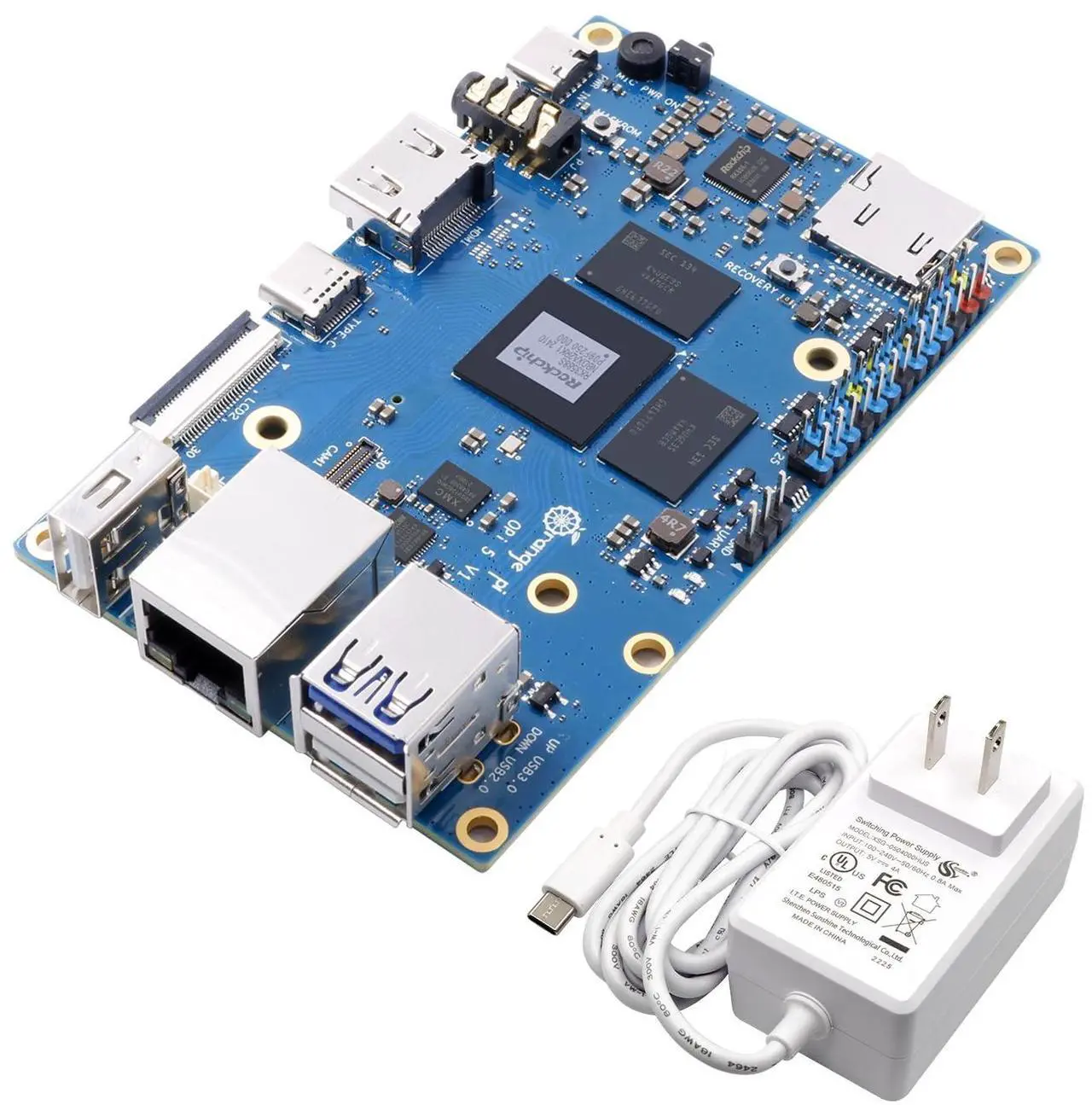 Main image of Orange Pi 5 16GB Rockchip RK3588S 8 Core 64 Bit Single Board Computer, 2.4GHz Frequency 8K Video Decoding Open Source Board Mini PC Run Orange Pi OS,Android12,Debian11 (Pi 5 16GB+5V4A TypeC Supply)