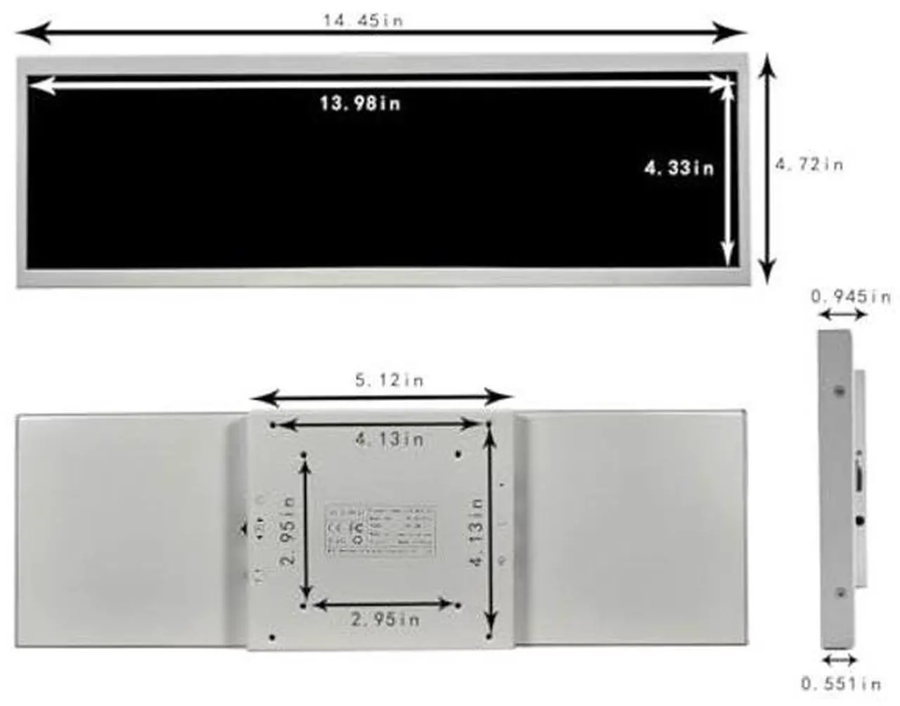 Alt view image 4 of 5 - VSDISPLAY 14.5 Inch White LCD Monitor 2560x720 2K Resolution USB-C Stretched Bar Display for Computer PC Case GPU CPU Secondary Screen