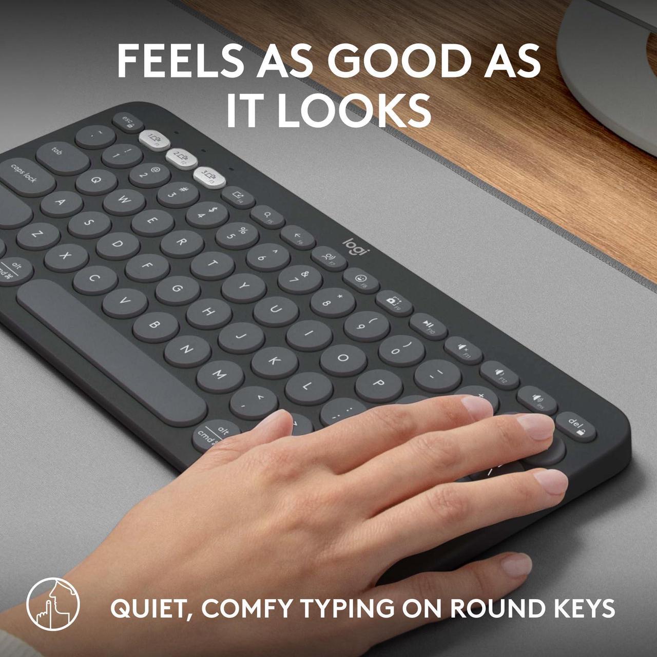 Alt view image 5 of 5 - Logitech Pebble Keys 2 K380s, Multi-Device Bluetooth Wireless Keyboard with Customizable Shortcuts, Slim and Portable, Easy-Switch for Windows, macOS, iPadOS, Android, Chrome OS - Tonal Graphite