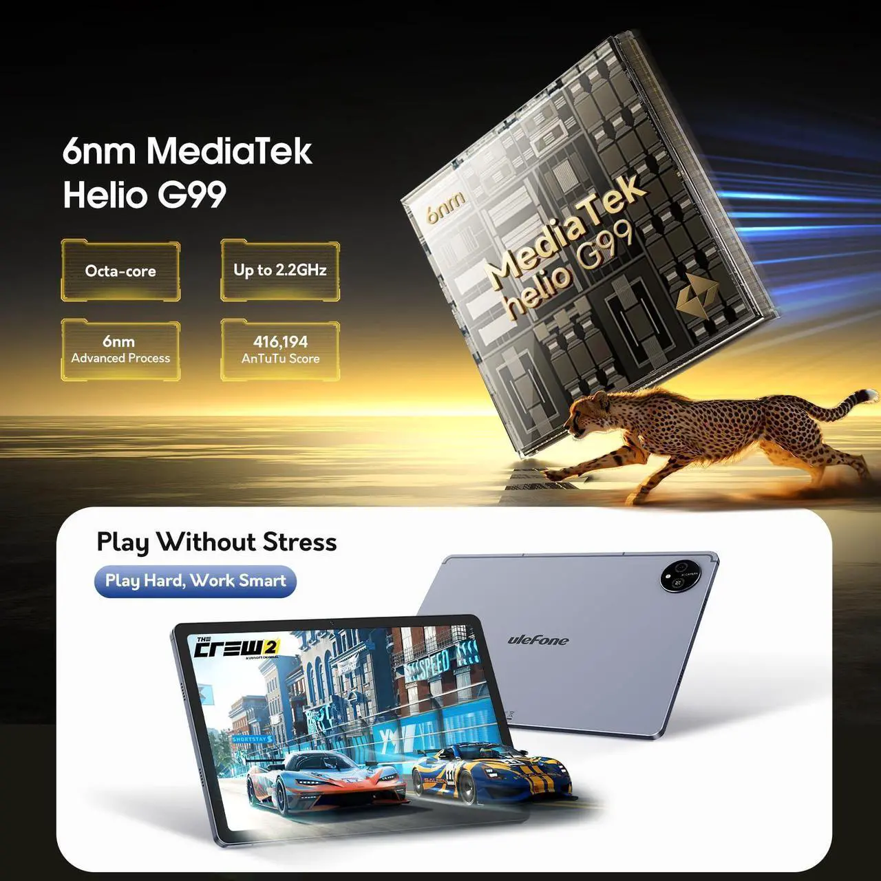 Alt view image 2 of 5 - Ulefone Tab A11 Pro Android 14 Tablet, 16GB RAM + 128GB ROM Tablets, 11" Large Screen 8800mAh, 16MP + 8MP Widevine L1 Quad Stereo Speaker Gaming Tablet, Comes with Tempered Glass and Smart Book Cover