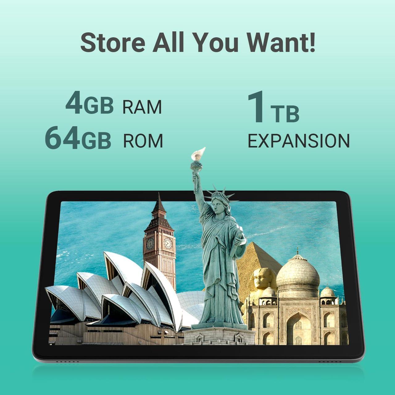 Alt view image 3 of 5 - DigiLand 10.1" Android 14 Tablet | 10GB RAM (4GB+6GB Expansion) | 64GB ROM | MTK Helio G80 Octa-Core | Dual Camera & Speakers | 12H Battery | WiFi/BT5.0 | Includes Case, Adapter, USB