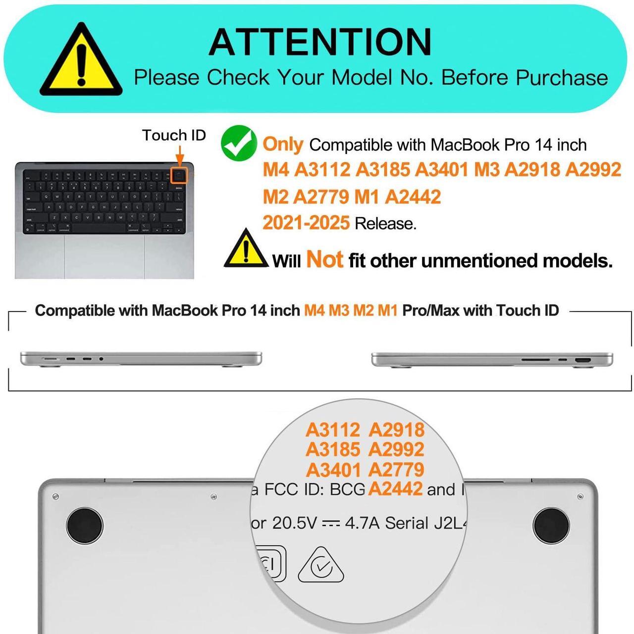 Alt view image 2 of 5 - MOSISO Compatible with MacBook Pro 14 inch Case 2025-2021 M4 M3 M2 M1 A3112 A3185 A3401 A2918 A2992 A2779 A2442, Anti-Cracking Heavy Duty TPU Bumper Hard Case&Keyboard Skin&Screen Film, Baby Blue