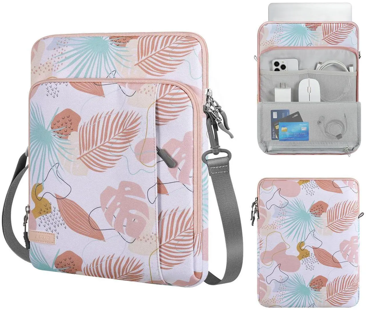 Main image of MoKo Laptop Sleeve Bag for 13.3-14 Inch, Notebook Carrying Case with Pocket Fits New MacBook Pro M3/M2 14" /13" M2/M1 Pro/M1 Max 14.2 2023-2021/Air 13.6" M2 2022, Surface Pro 9/8 13", Tropical Leaf