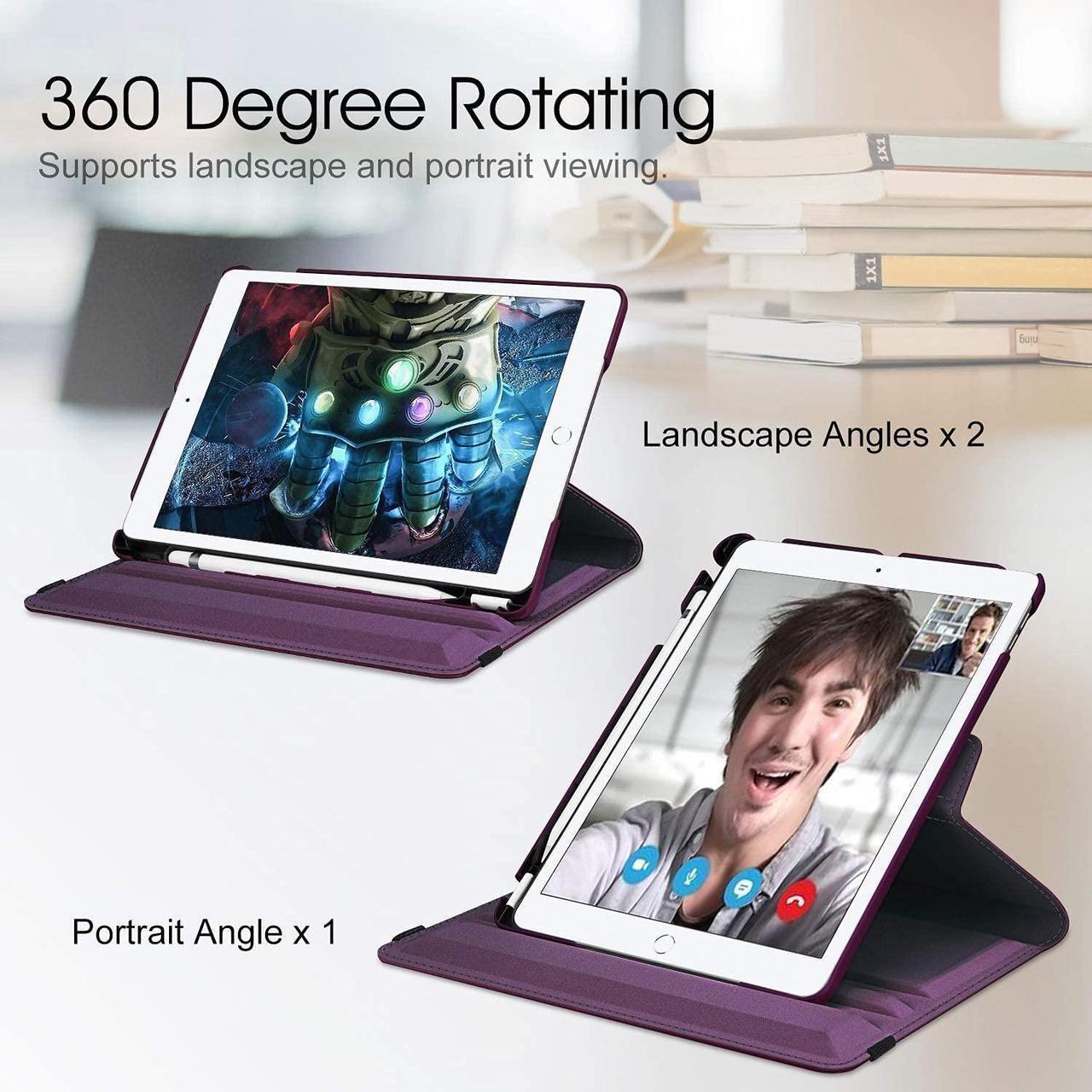 Alt view image 3 of 5 - Fintie 360 Degree Rotating Case for iPad iPad 9th Generation (2021) / 8th Generation (2020) / 7th Gen Bundle with Fintie PU Leather Protective Carrying Case for Apple Pencil (1st and 2nd Generation)