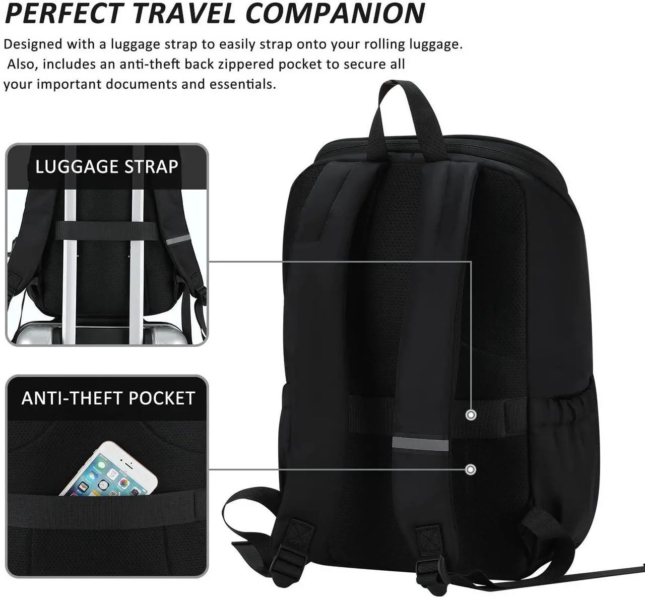Alt view image 4 of 5 - MAXTOP Deep Storage Laptop Backpack with USB Charging Port[Water Resistant] College Computer Bookbag Fits 16 Inch Laptop