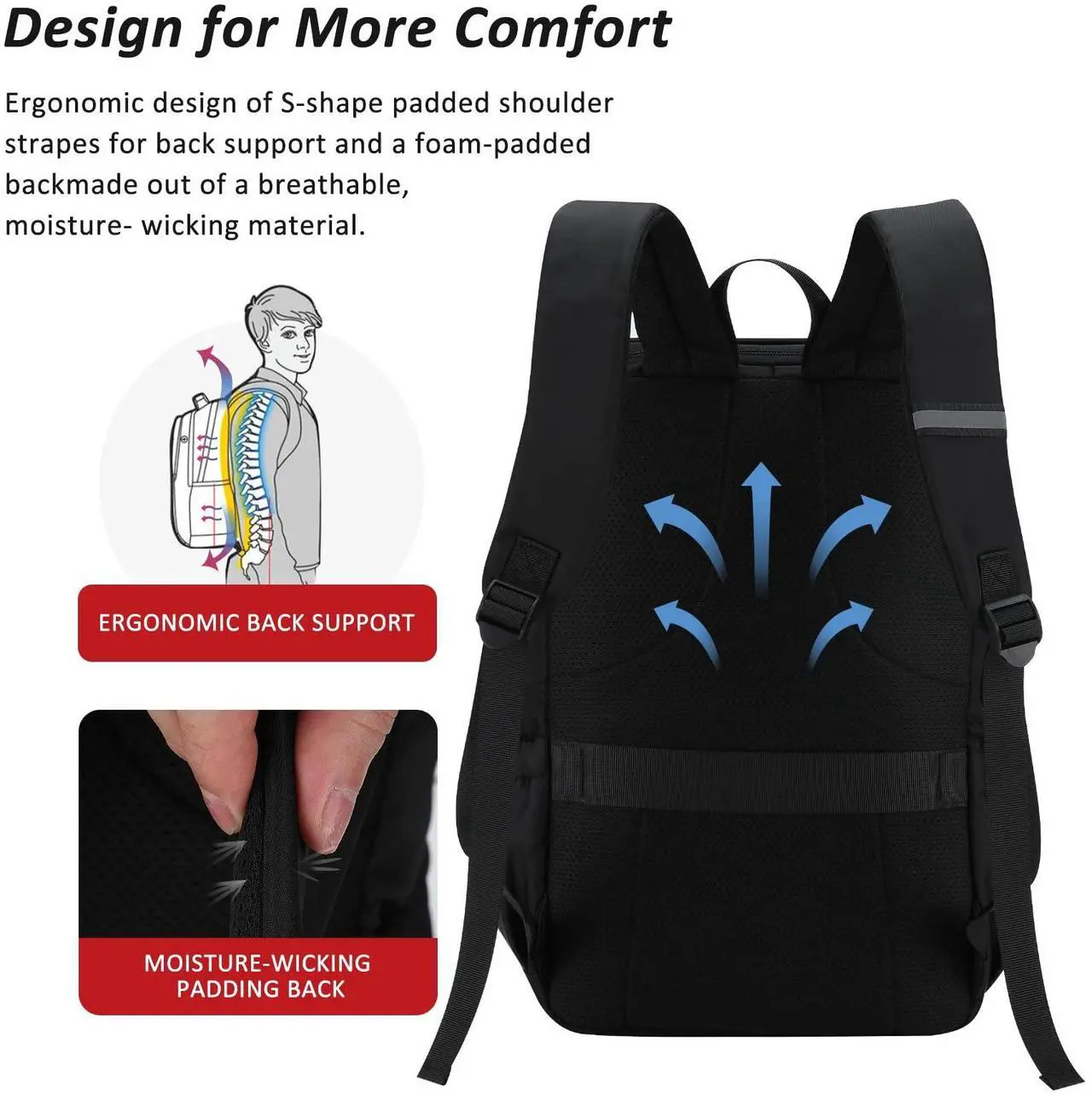 Alt view image 5 of 5 - MAXTOP Deep Storage Laptop Backpack with USB Charging Port[Water Resistant] College Computer Bookbag Fits 16 Inch Laptop