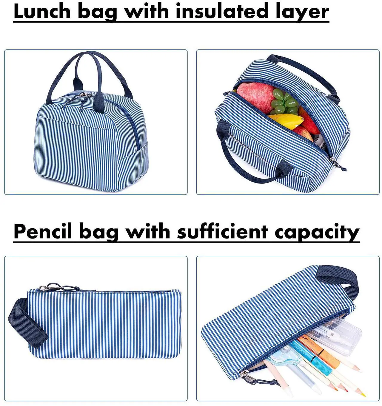 Alt view image 5 of 5 - Bluboon School Backpack Set Girls Womens Laptop Bookbag Casual Daypack Fits 15 inch Laptop with Lunch Tote Bag and Pencil Bag