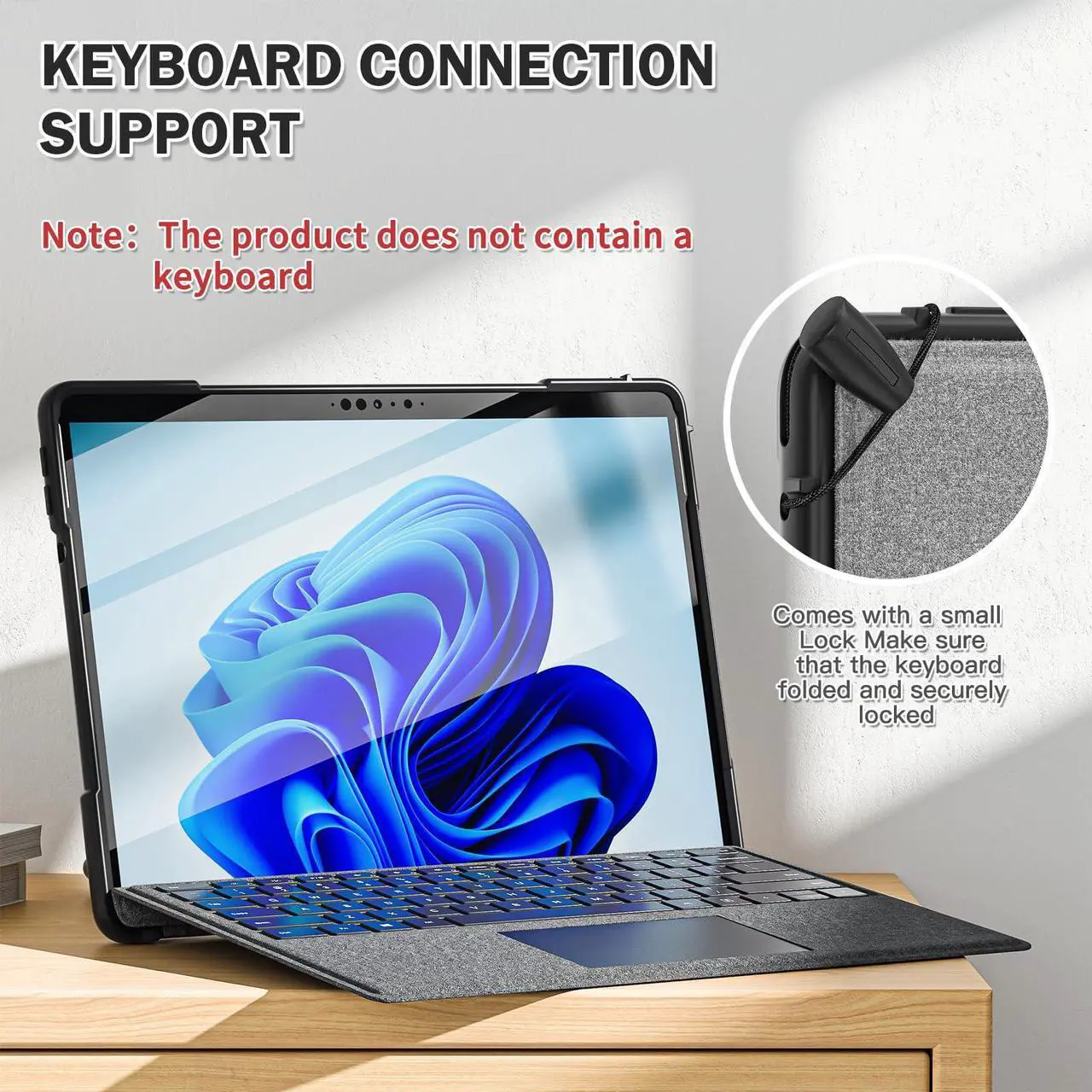 Alt view image 5 of 5 - BRAECNstock for Microsoft Surface Pro 8 Case 13 inch 2021 Shockproof Rugged Case for Surface Pro 8 with Rotating Hand Strap & Kickstand Built in Pen Holder Compatible with Type Cover Keyboard - Black