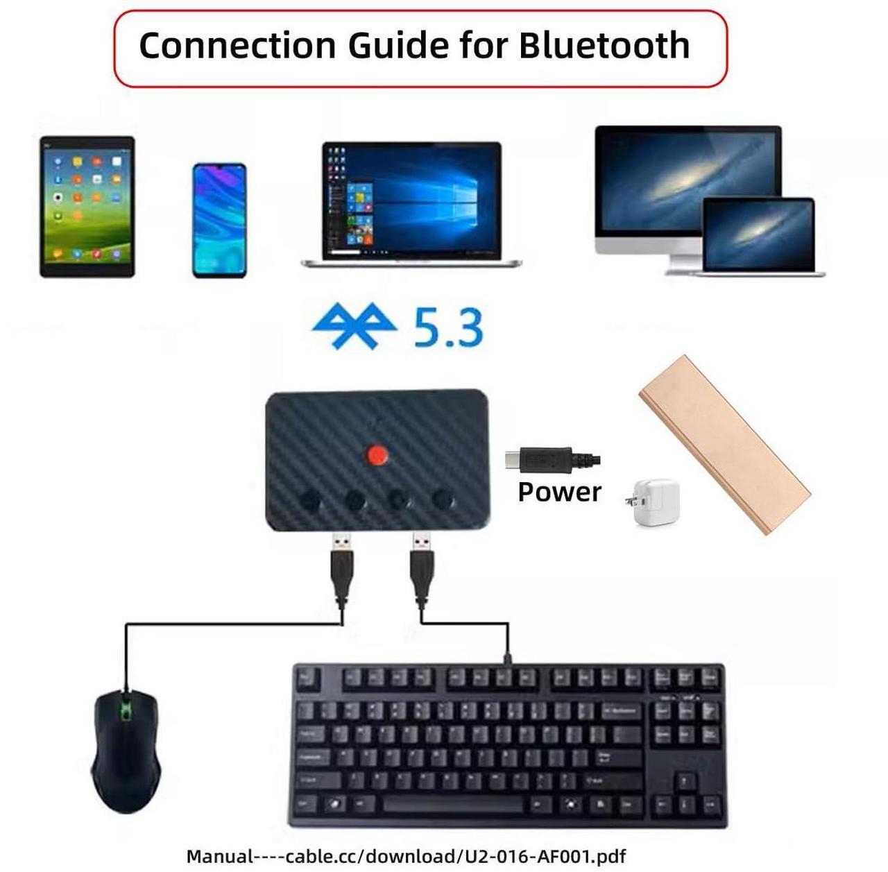 Alt view image 2 of 5 - CY USB Wired Keyboard and Mouse Convert to Wireless 2.4G Bluetooth(BT) Converter with Receiver Type-C Power for Laptop Tablet Phone