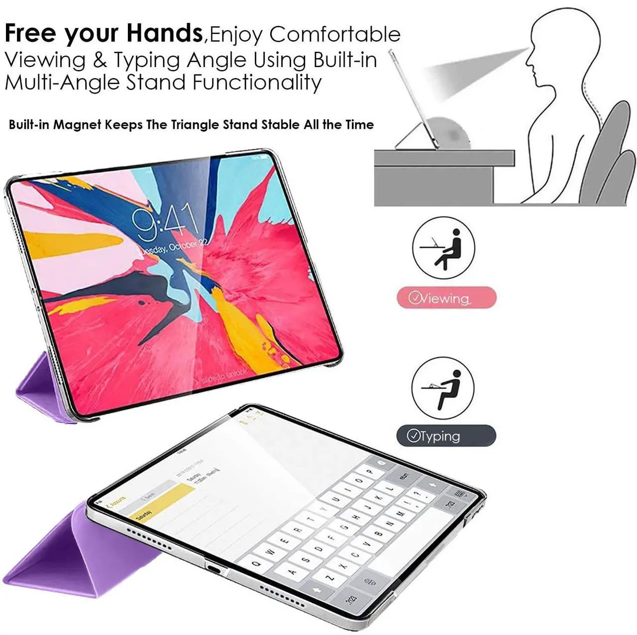 Alt view image 4 of 5 - DuraSafe Cases for iPad Pro 12.9 3rd Gen 2018 PC Case A1876 MTEL2LL/A MTEM2LL/A A2014 MTFN2LL/A MTFL2LL/A MTFP2LL/A MTFQ2LL/A A1983 MTHN2LL/A MTHU2LL/A MTJA2LL/A MTJ02LL/A MTJH2LL/A - Lavender