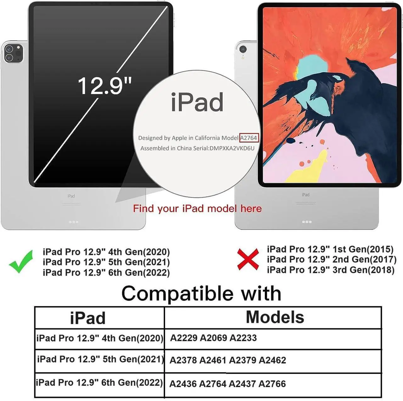 Alt view image 3 of 5 - DuraSafe Cases for iPad Pro 12.9 5 4 Generation [ PRO 12.9 inch 5th 4th ] A2378 A2461 A2379 A2462 A2229 A2069 A2232 A2233 Printed Slim Hard Shell Protective Stand Cover - Leopard