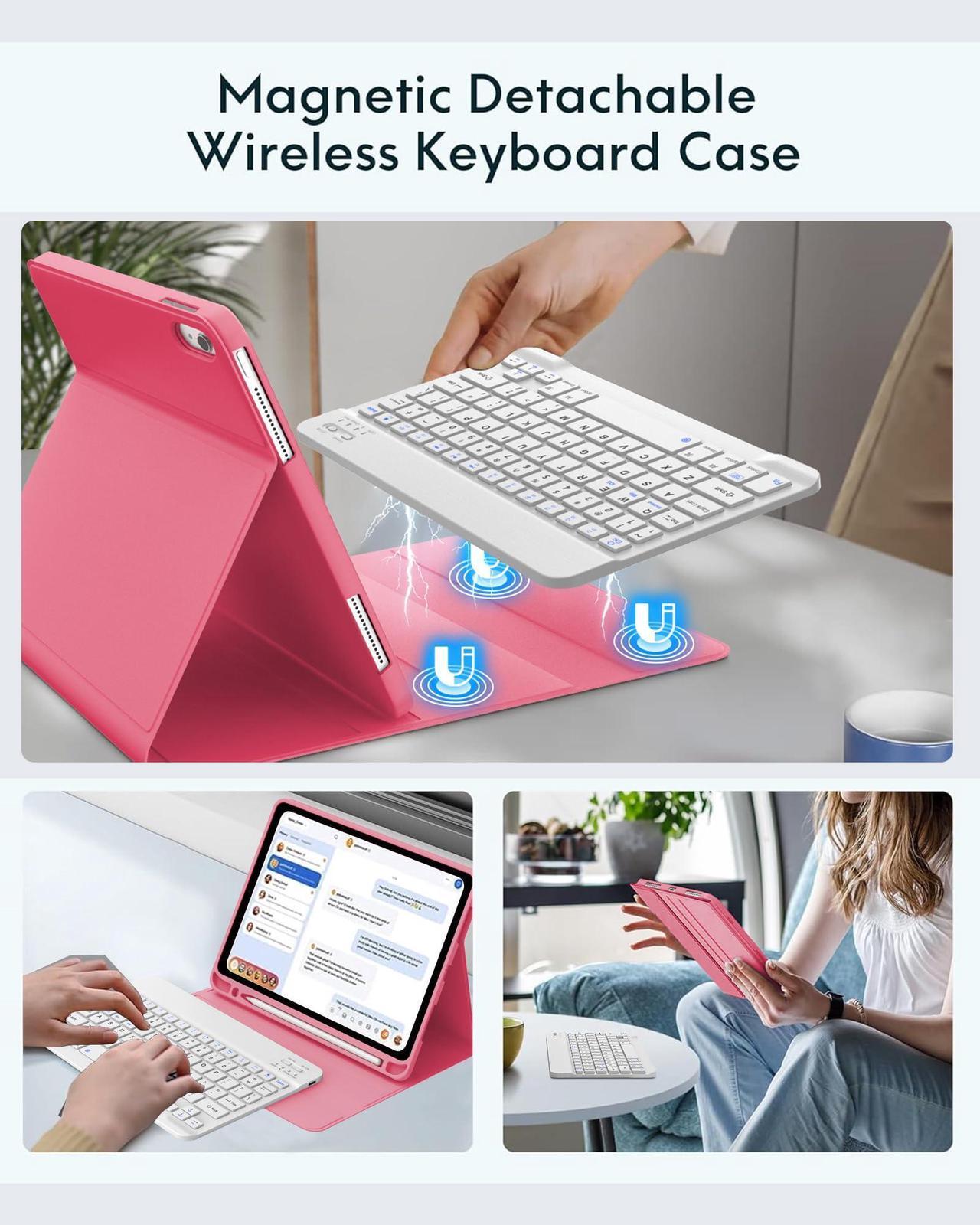 Alt view image 5 of 5 - FOGARI iPad 10th Generation Case with Keyboard, Magnetic Wireless Detachable Keyboard, Thin & Light, Smart Folio Cover with Pencil Holder for iPad 10th Generation 2022 10.9 inch, Auto Sleep/Wake, Red
