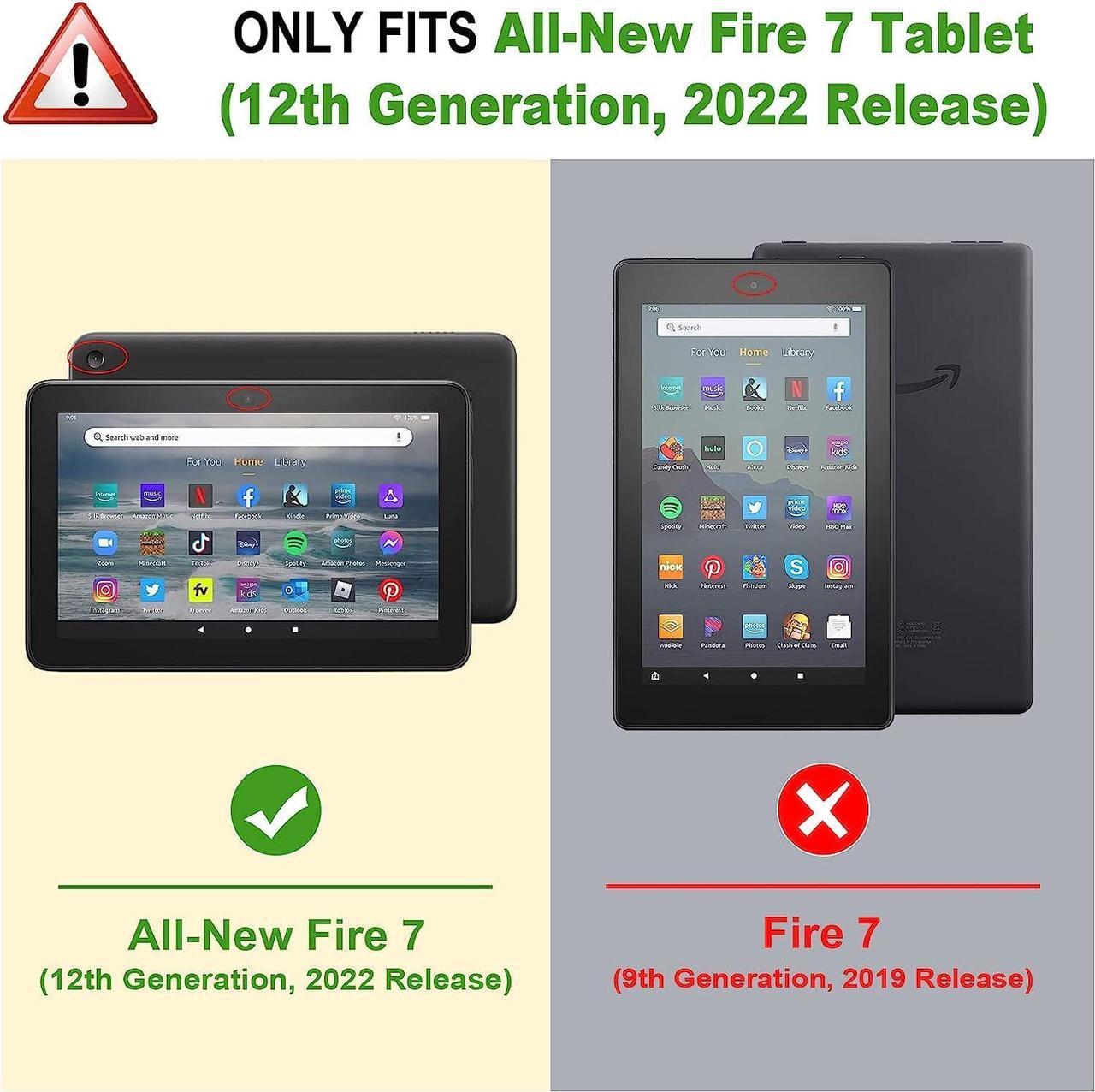 Alt view image 2 of 5 - KEFBWAO Case for All-New Fire 7 Tablet (12th Generation, 2022 Release), Multi-Angle Flip PU Leather Cover with Stylus Holder for Fire 7 Tablet Case, Blue